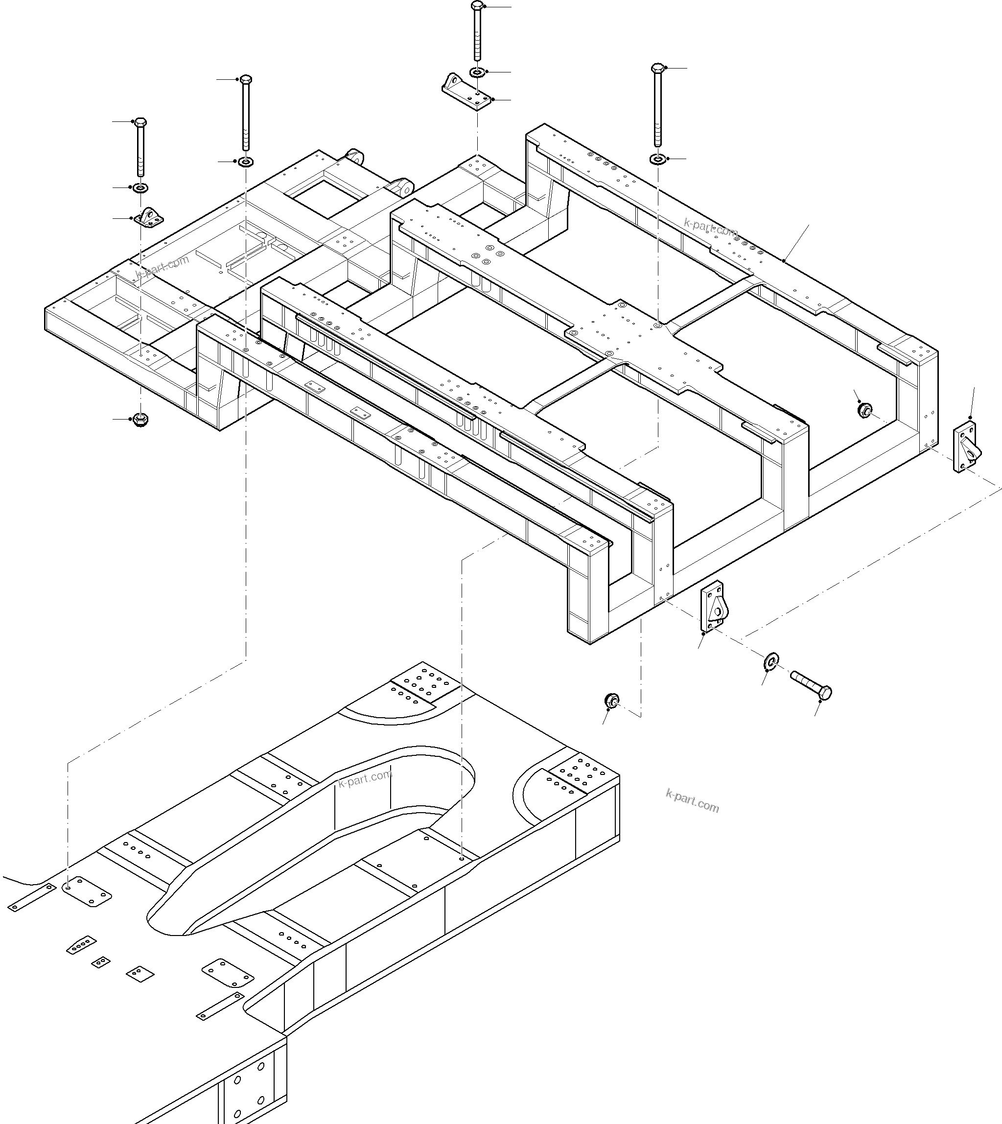 Komatsu parts book diagram for PC8000-11 S/N 12117: POWER FRAME ARR.