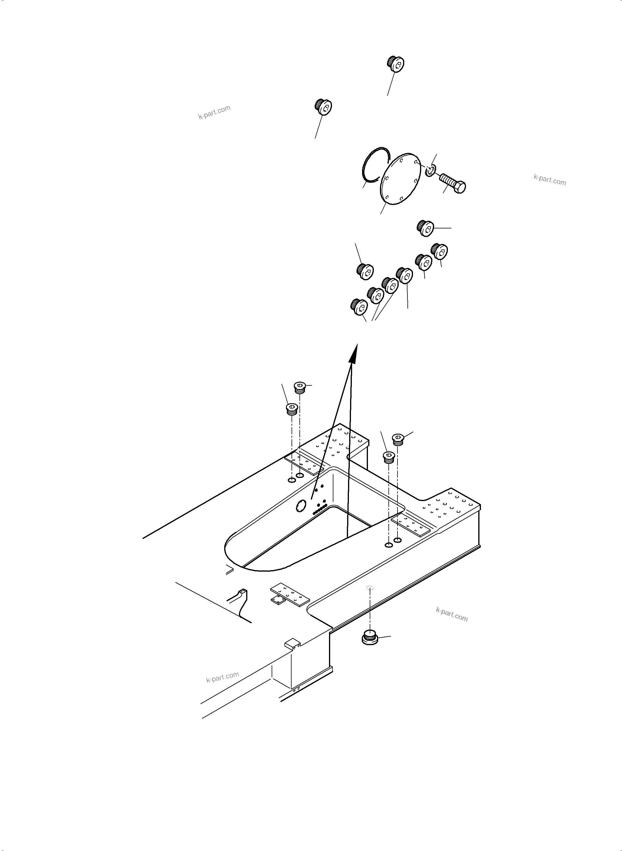Komatsu parts book diagram for PC8000-11 S/N 12117: SUPERSTRUCTURE PLATFORM AND BOOM PIN