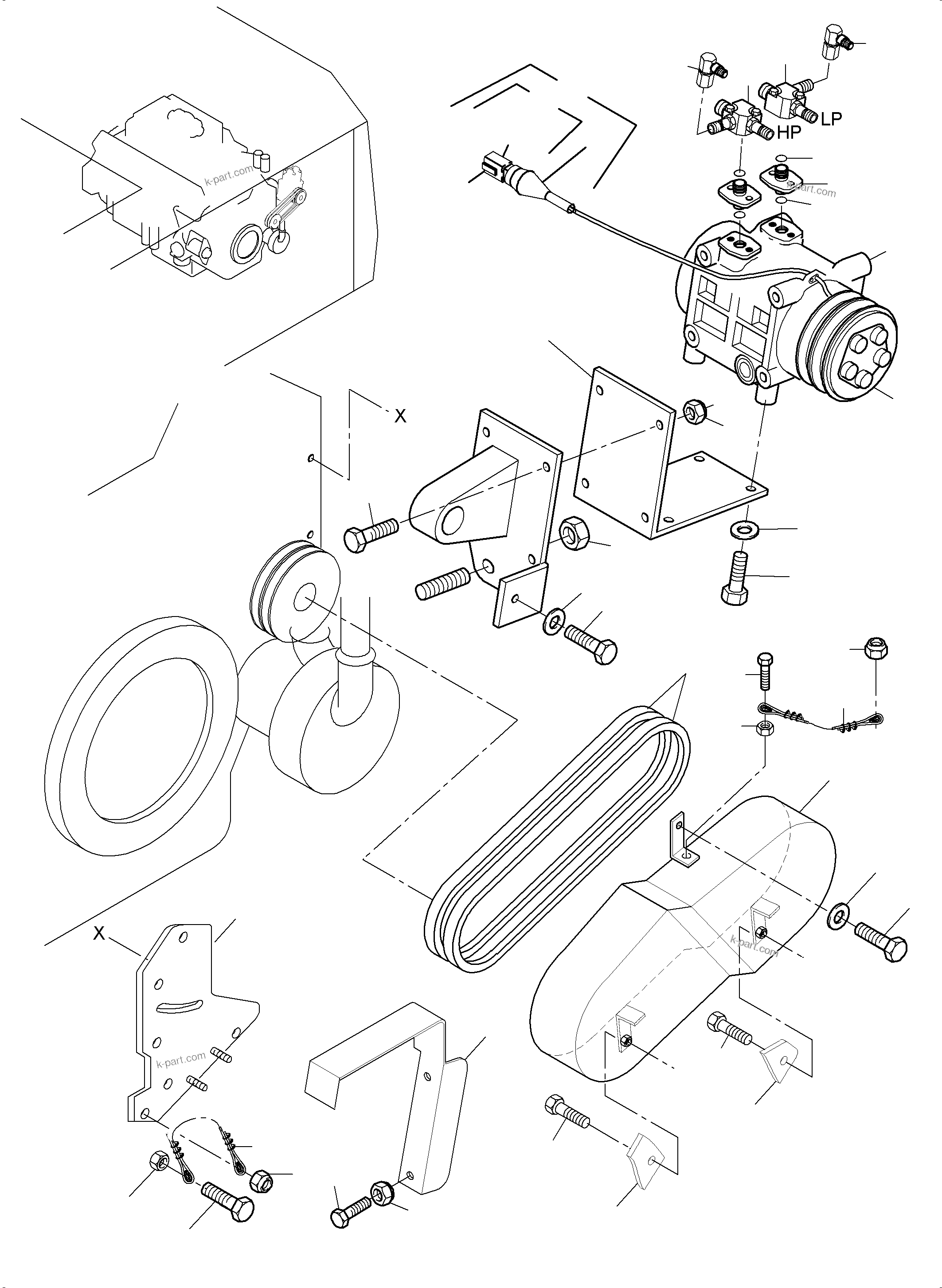 Komatsu parts book diagram for PC8000-11 S/N 12117: AIR CONDITION. COMPRESSOR DRIVE