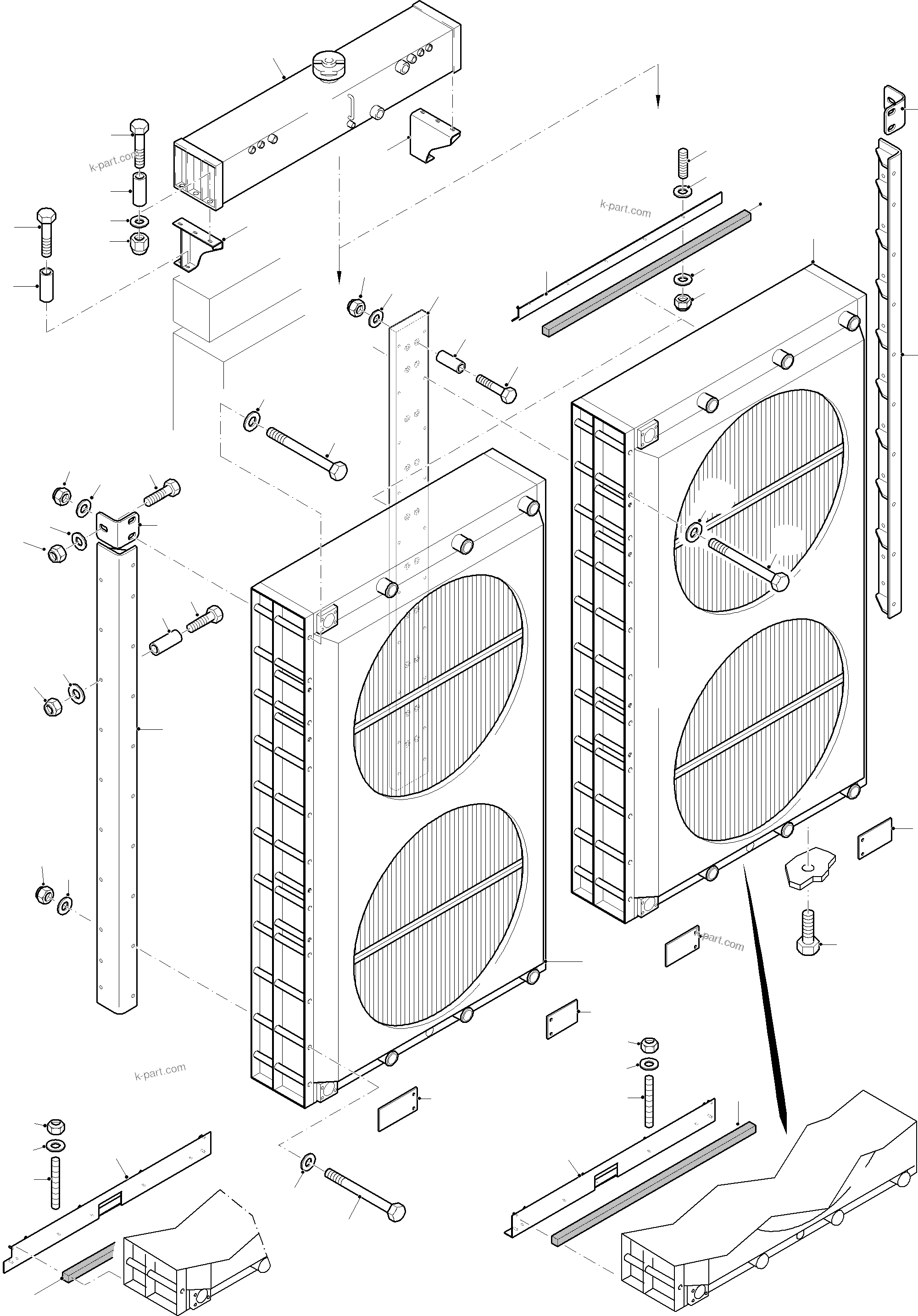 Komatsu parts book diagram for PC8000-11 S/N 12117: RADIATOR ARR. WITH FUEL COOLER