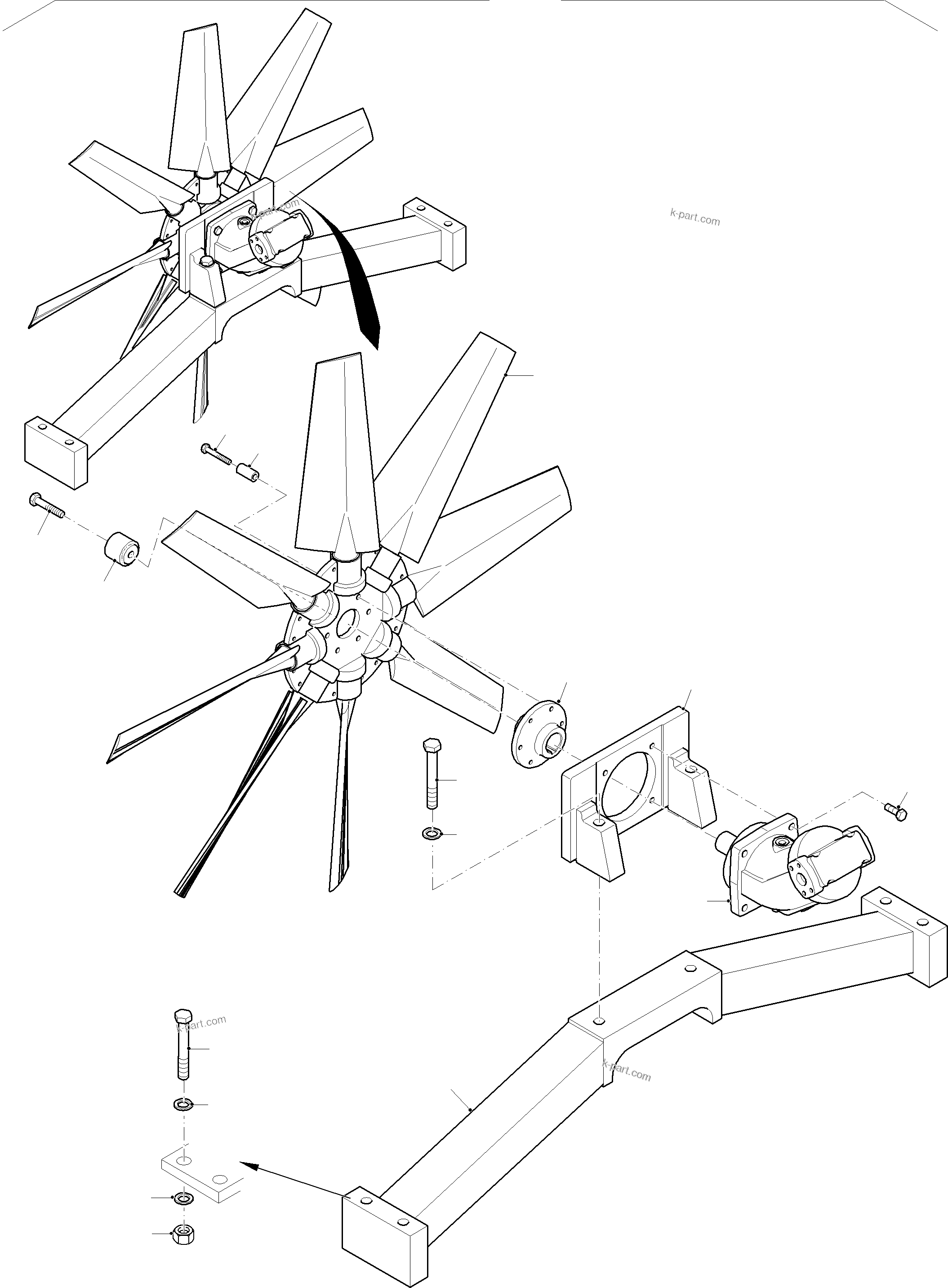 Komatsu parts book diagram for PC8000-11 S/N 12117: OIL COOLER - FAN DRIVE DOWN