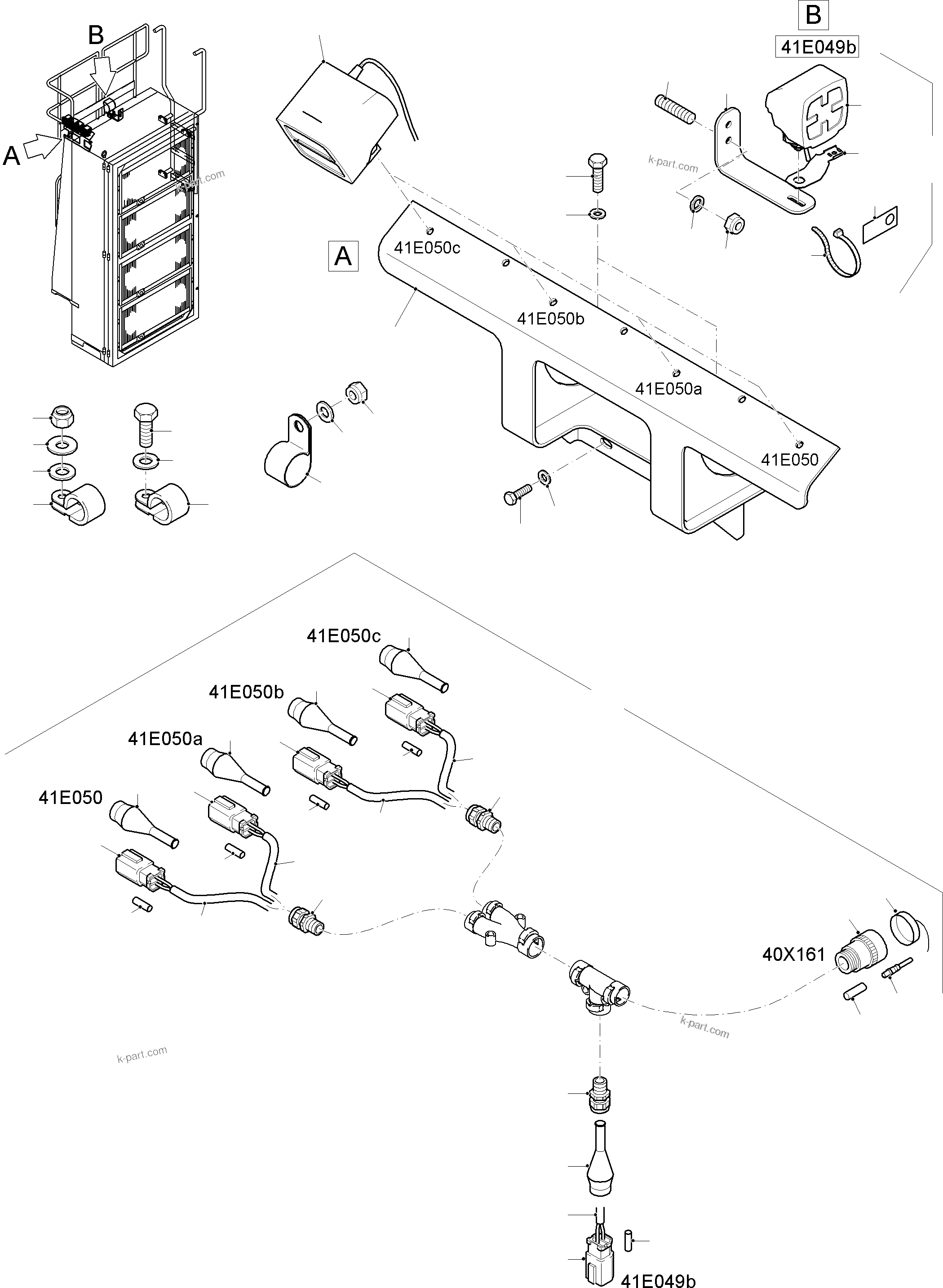Komatsu parts book diagram for PC8000-11 S/N 12117: LIGHTING EQUIPMENT-OIL COOLER