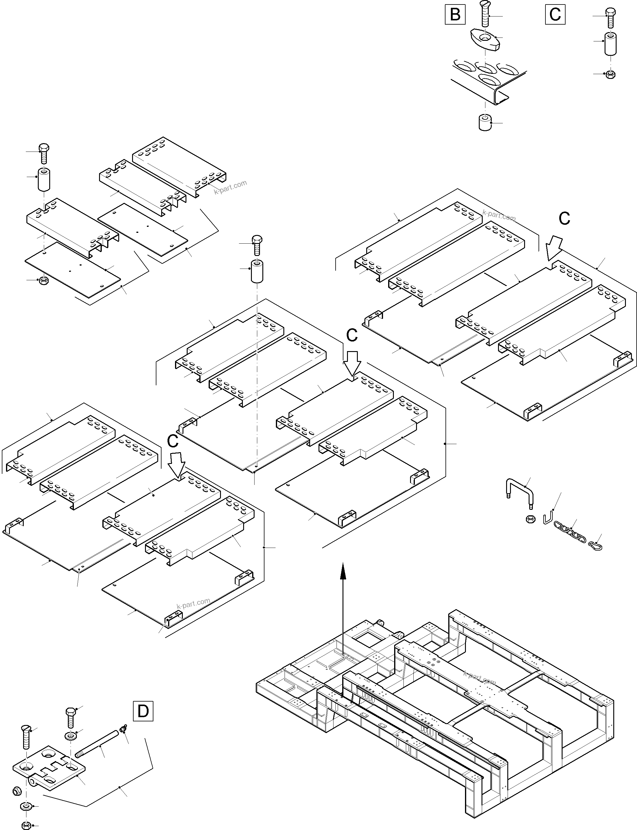 Komatsu parts book diagram for PC8000-11 S/N 12117: CATWALKS - ENGINE HOUSING