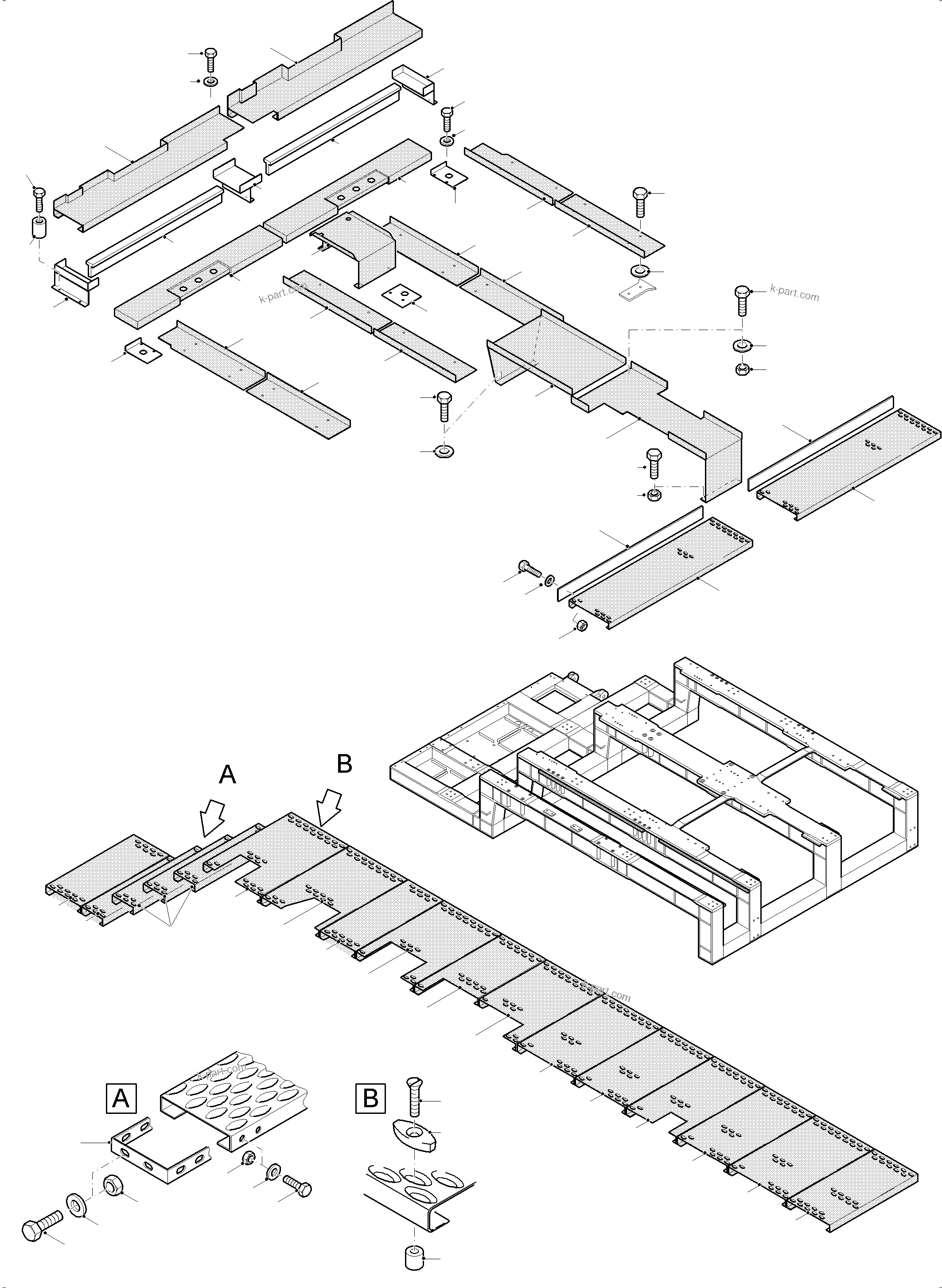 Komatsu parts book diagram for PC8000-11 S/N 12117: CATWALKS - ENGINE HOUSING