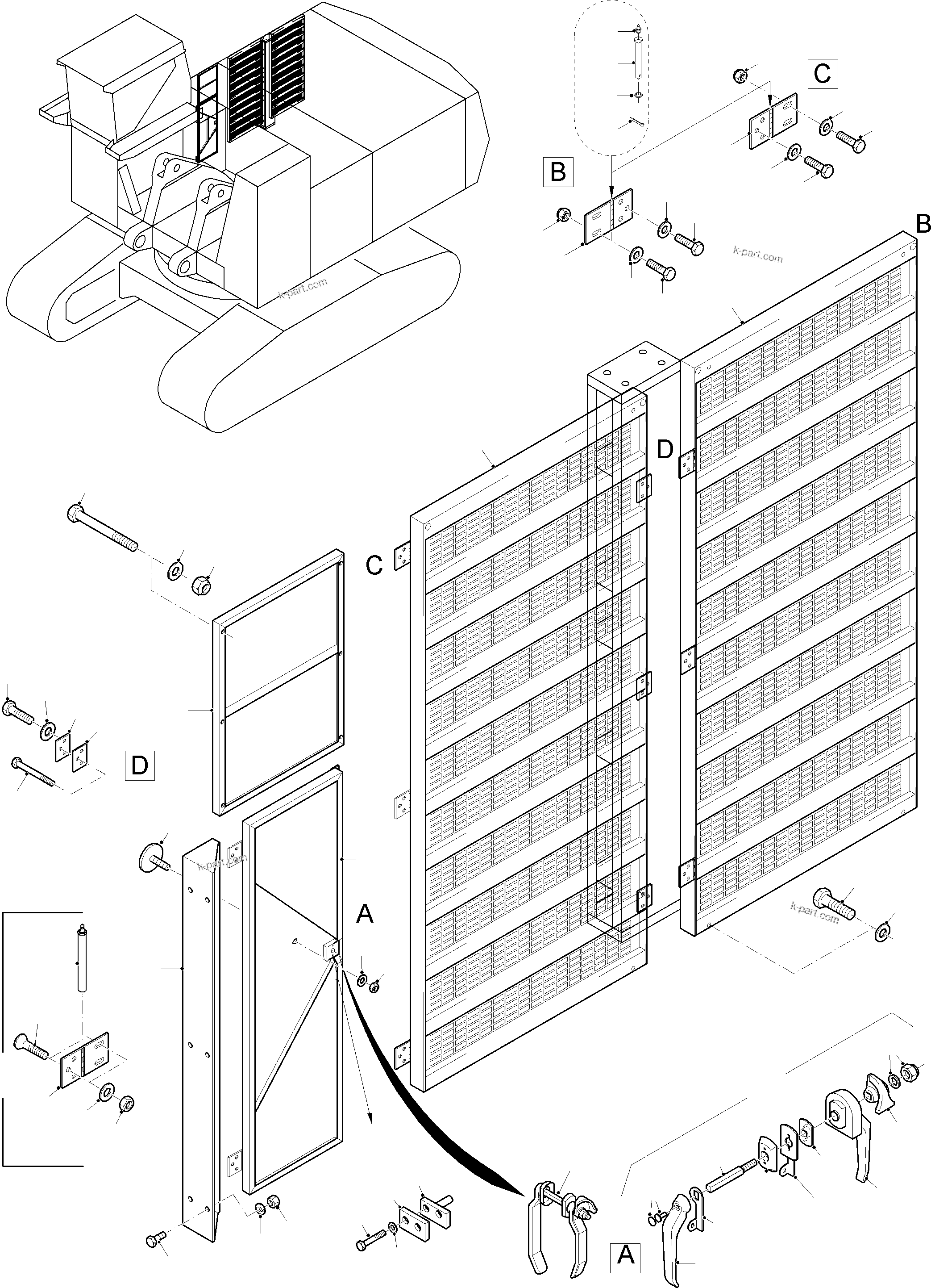 Komatsu parts book diagram for PC8000-11 S/N 12117: MACHINE COVERING