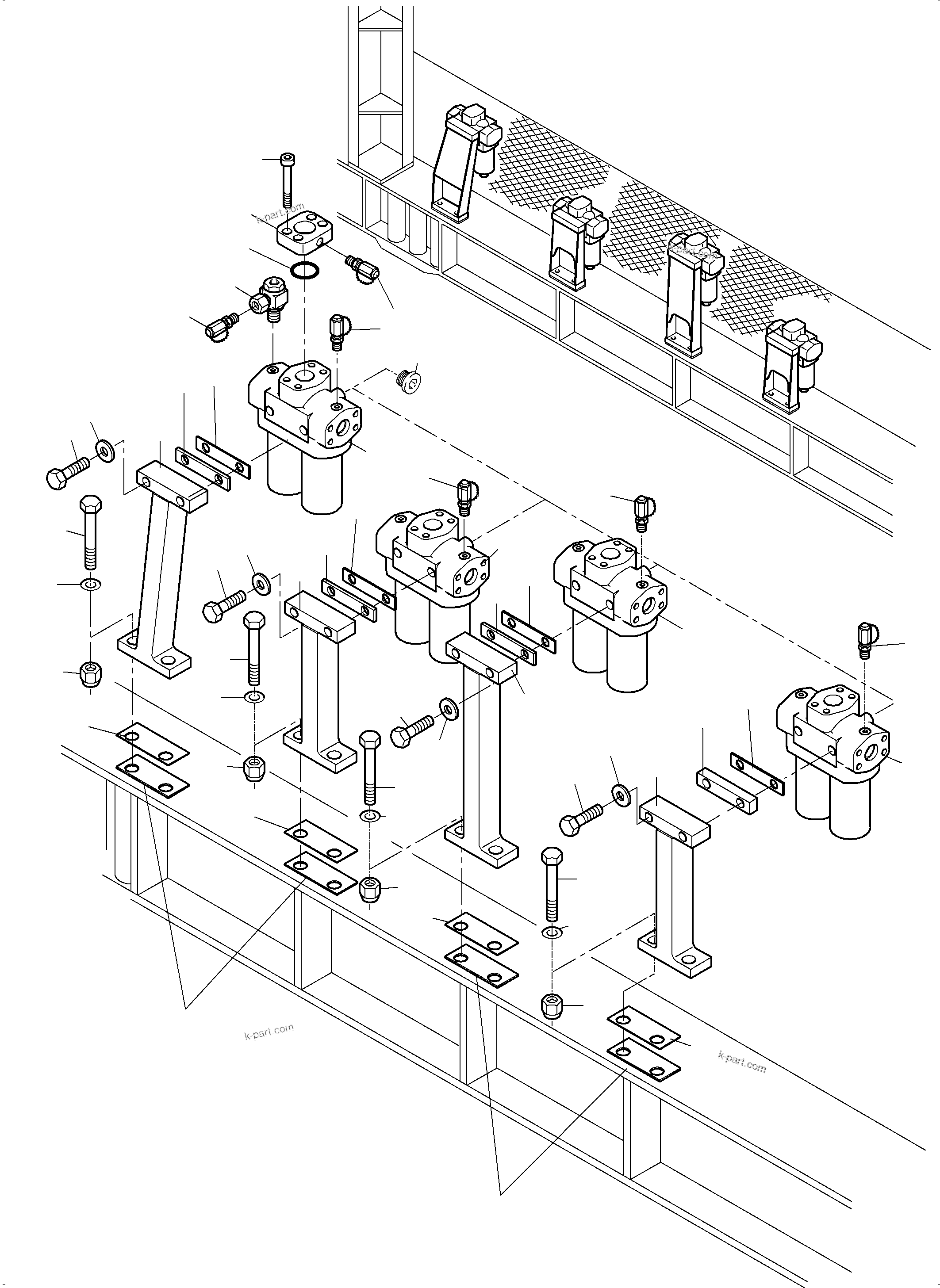 Komatsu parts book diagram for PC8000-11 S/N 12117: H.P. FILTER ARRANGEMENT