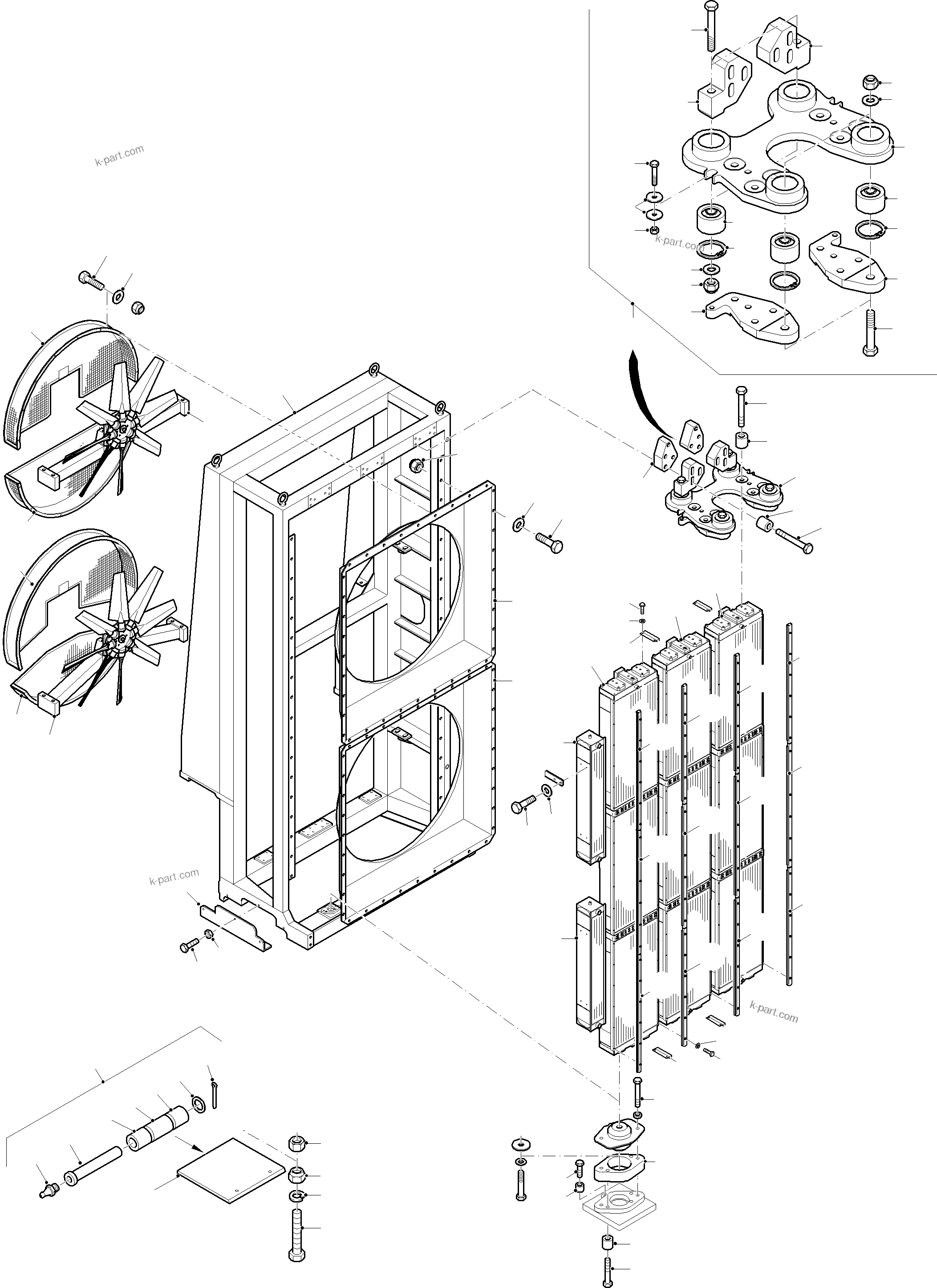 Komatsu parts book diagram for PC8000-11 S/N 12117: OIL COOLER ASSY.