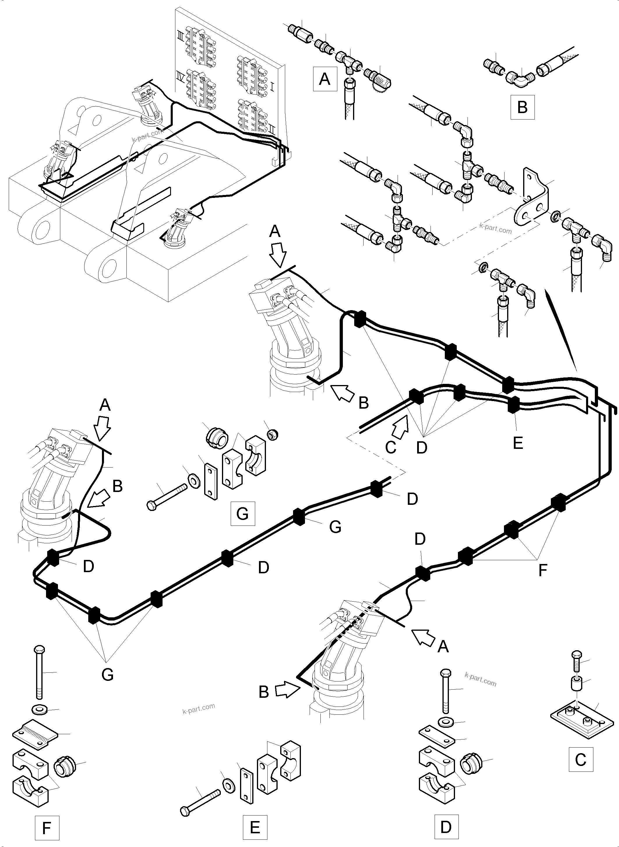 Komatsu parts book diagram for PC8000-11 S/N 12117: CONTROL AND TANK LINES - SLEW GEAR