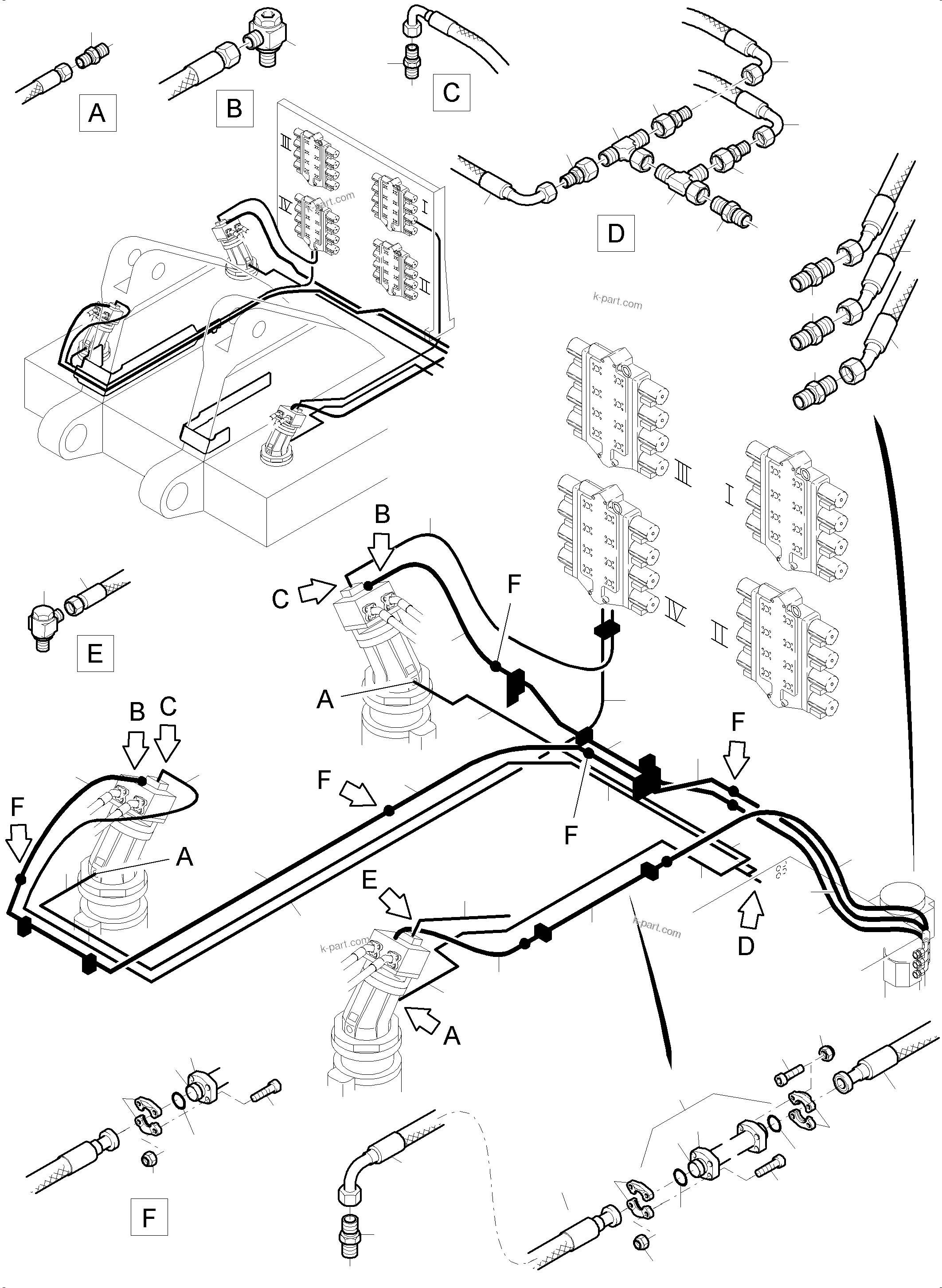 Komatsu parts book diagram for PC8000-11 S/N 12117: CONTROL AND TANK LINES - SLEW GEAR