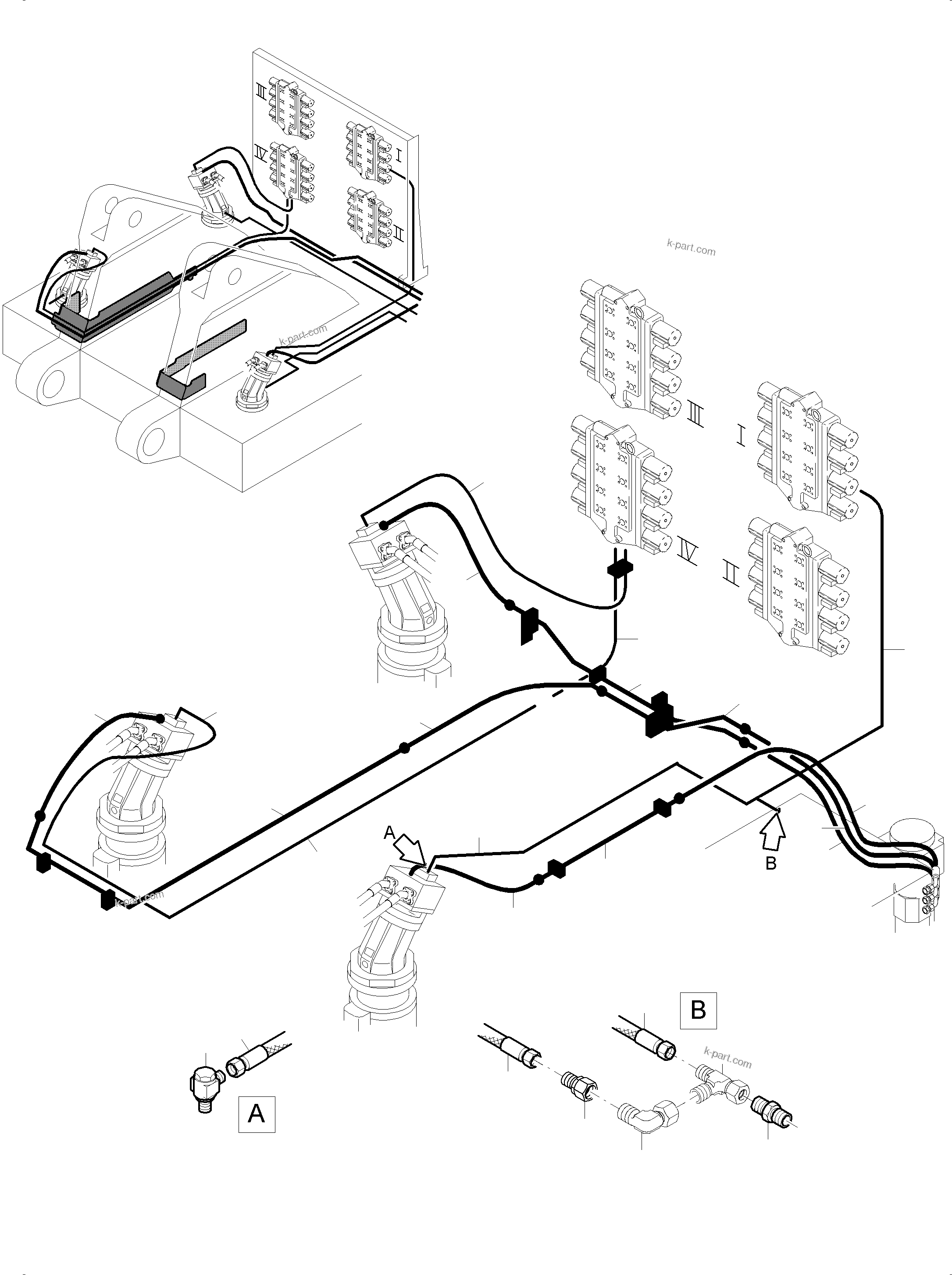 Komatsu parts book diagram for PC8000-11 S/N 12117: CONTROL AND TANK LINES - SLEW GEAR