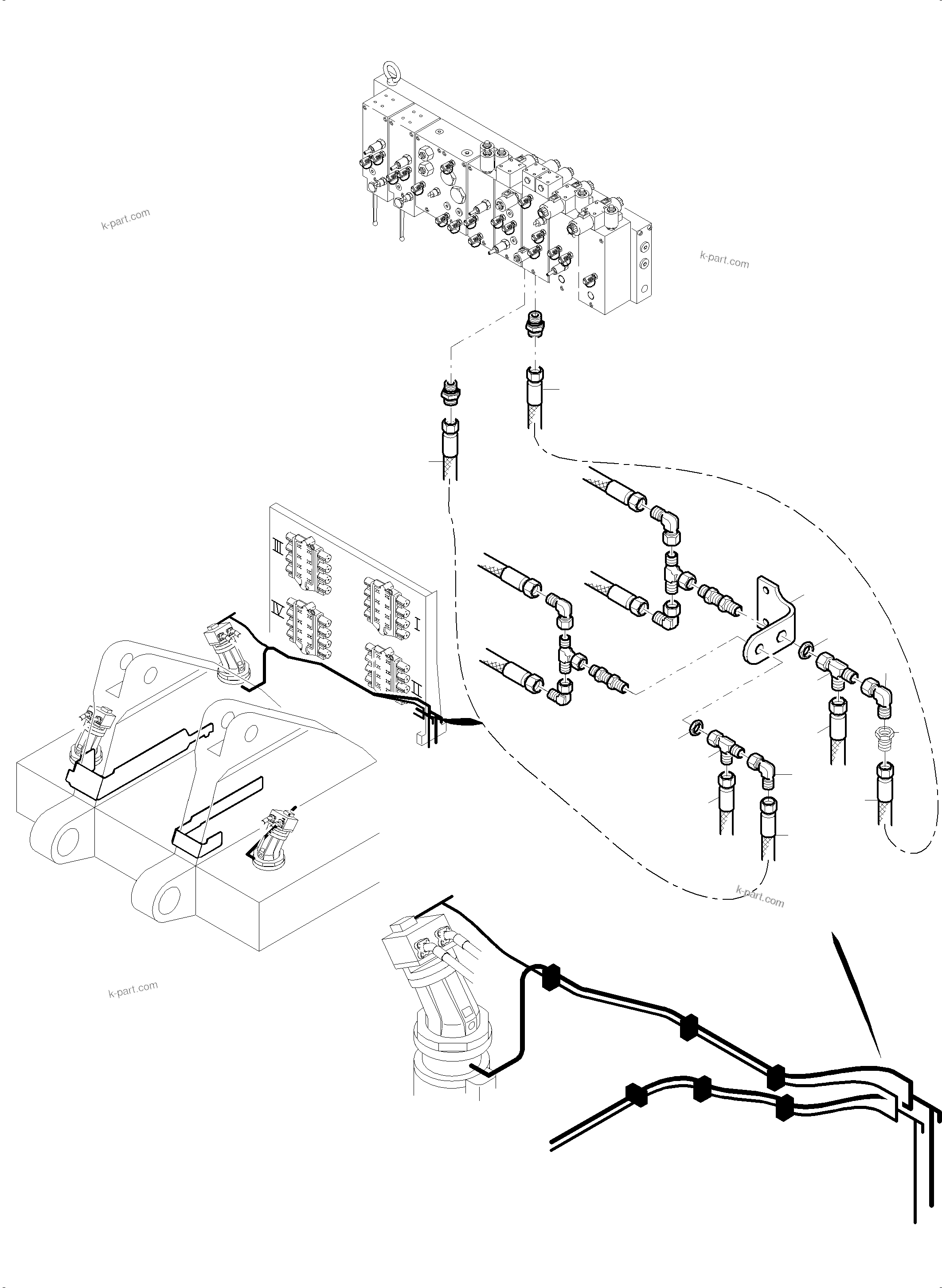 Komatsu parts book diagram for PC8000-11 S/N 12117: CONTROL AND TANK LINES - SLEW GEAR