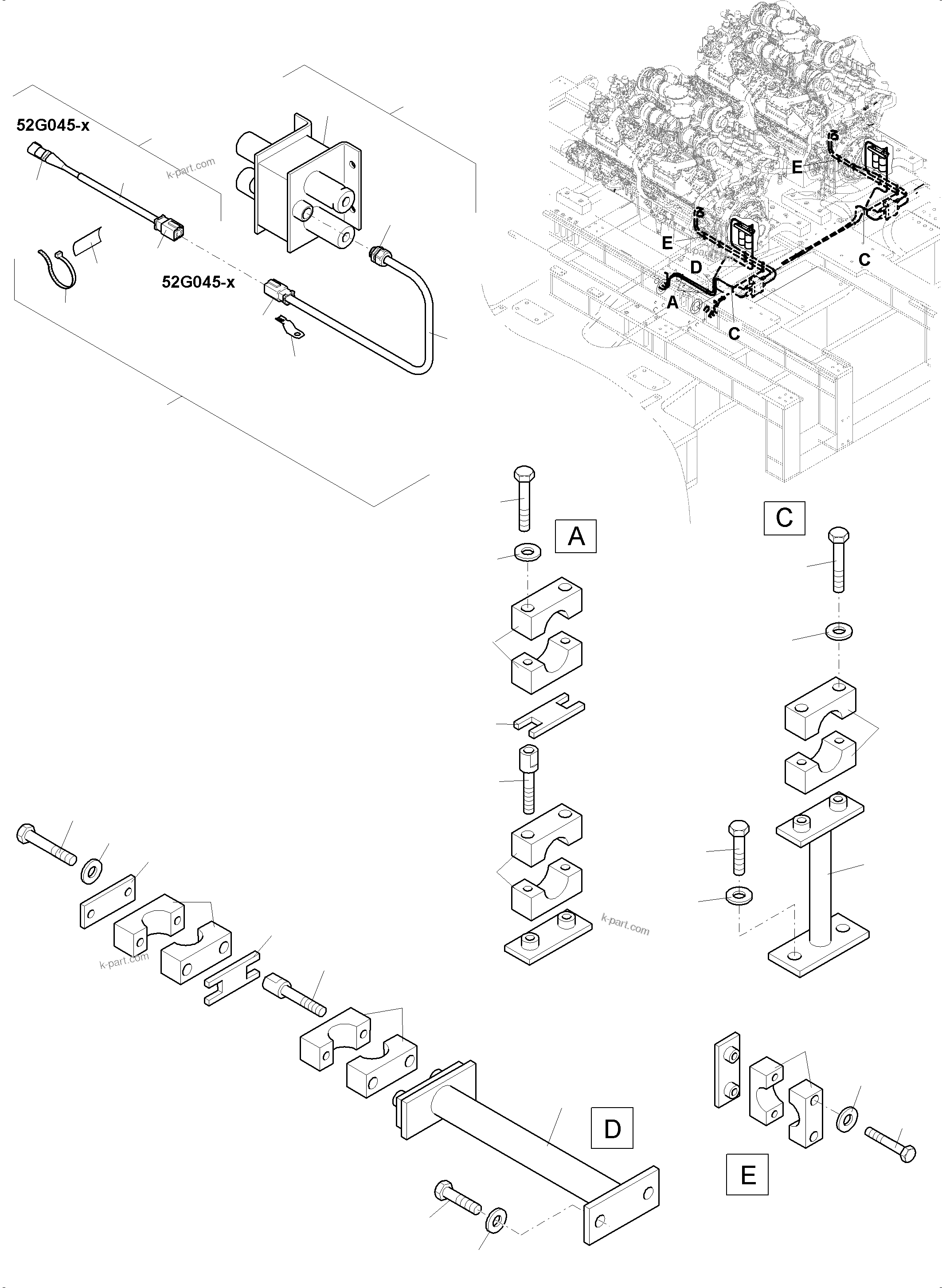 Komatsu parts book diagram for PC8000-11 S/N 12117: LINES FOR FEED PUMP - ENGINE OIL