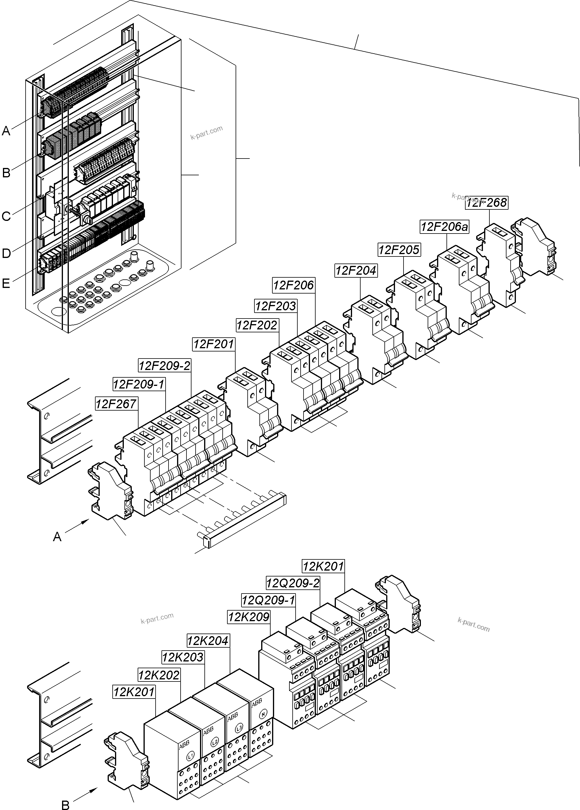 Komatsu parts book diagram for PC8000-11 S/N 12117: SWITCH FRAMING  LOC:12