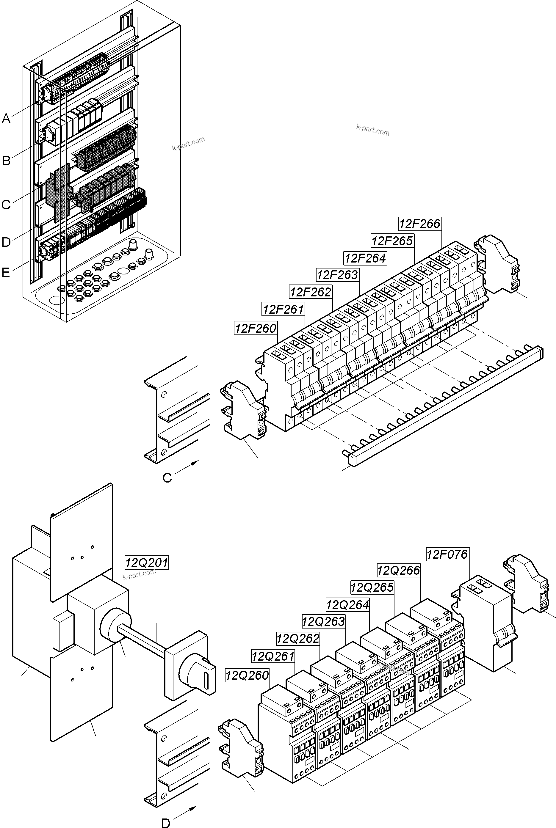 Komatsu parts book diagram for PC8000-11 S/N 12117: SWITCH FRAMING  LOC:12