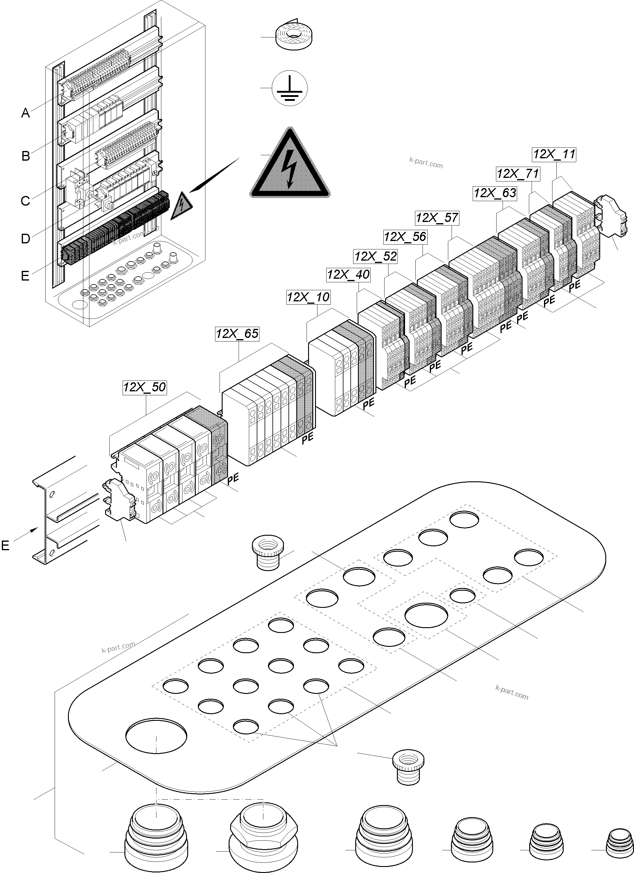 Komatsu parts book diagram for PC8000-11 S/N 12117: SWITCH FRAMING  LOC:12