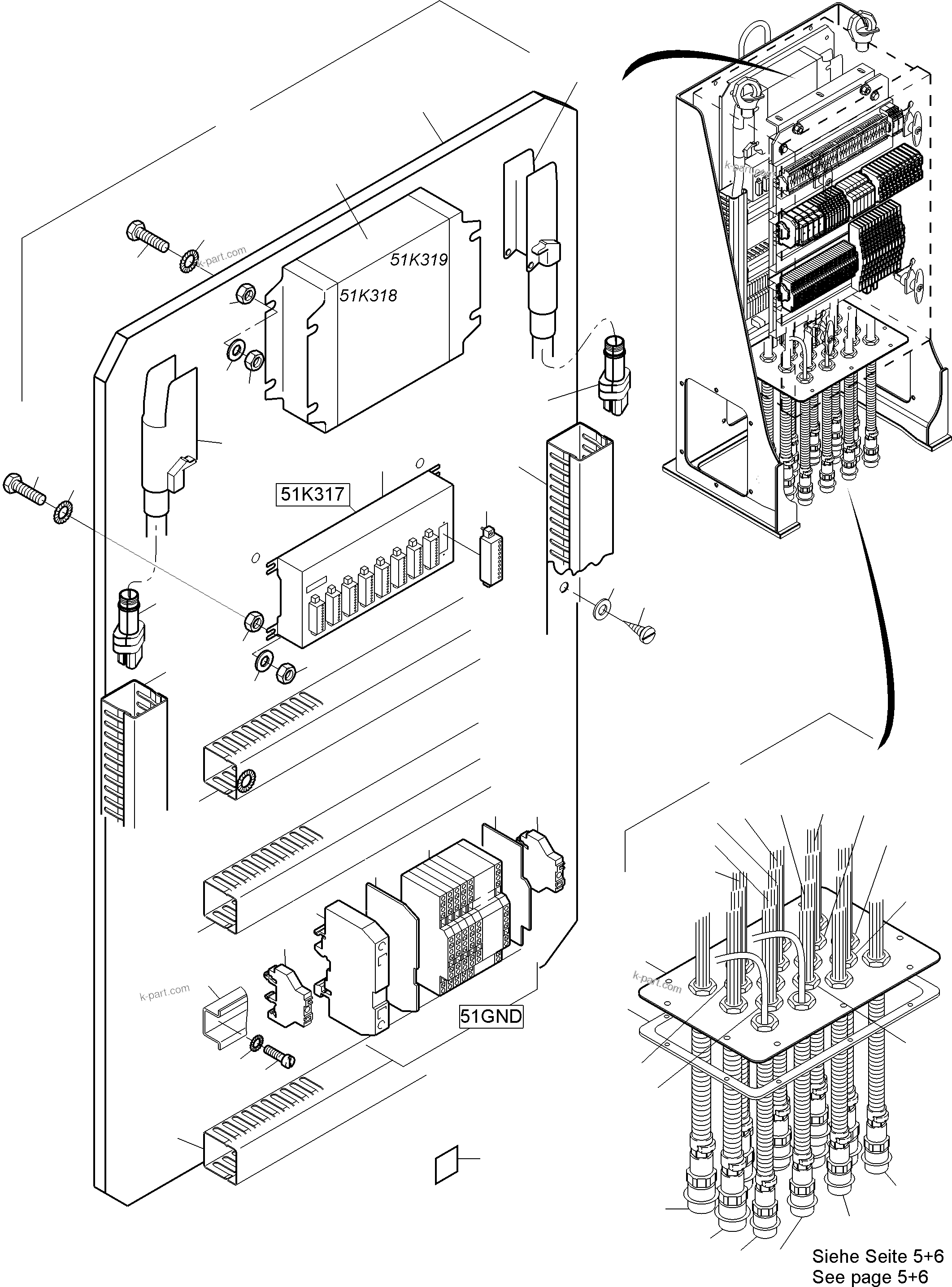 Komatsu parts book diagram for PC8000-11 S/N 12117: SWITCH CABINET ORT 51