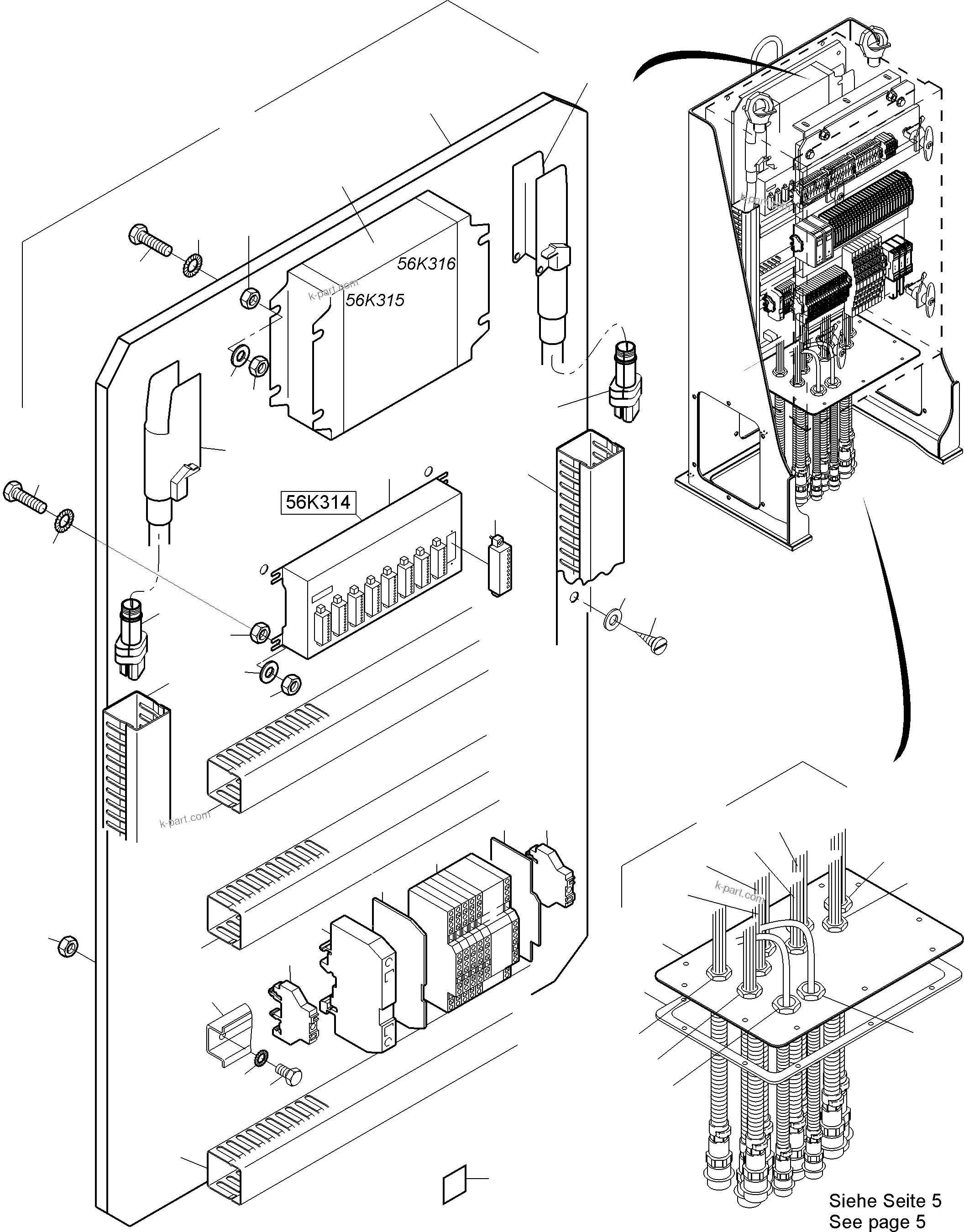 Komatsu parts book diagram for PC8000-11 S/N 12117: SWITCH CABINET ORT 56