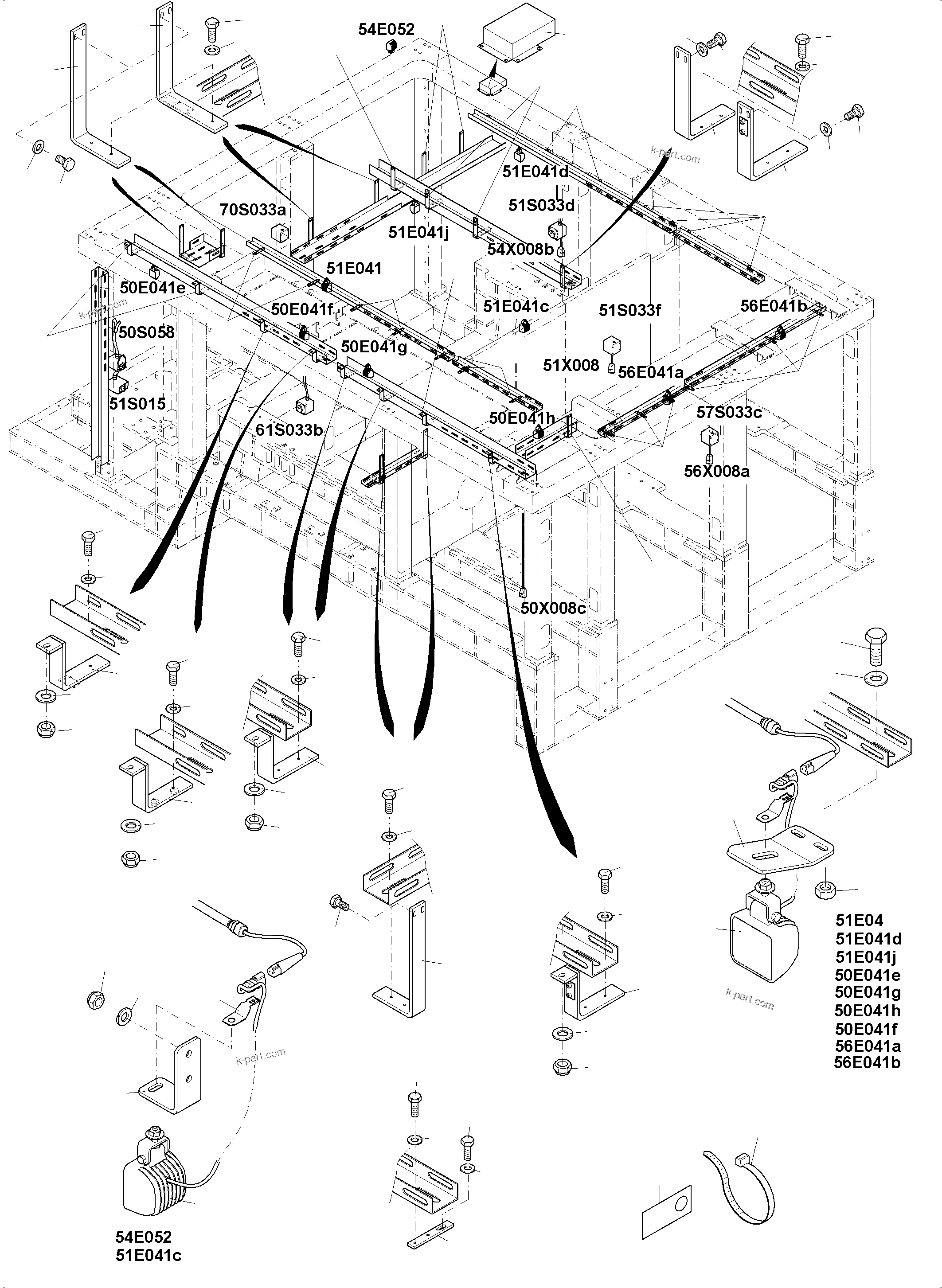 Komatsu parts book diagram for PC8000-11 S/N 12117: LIGHTING EQUIPMENT-MACHINE HOUSE