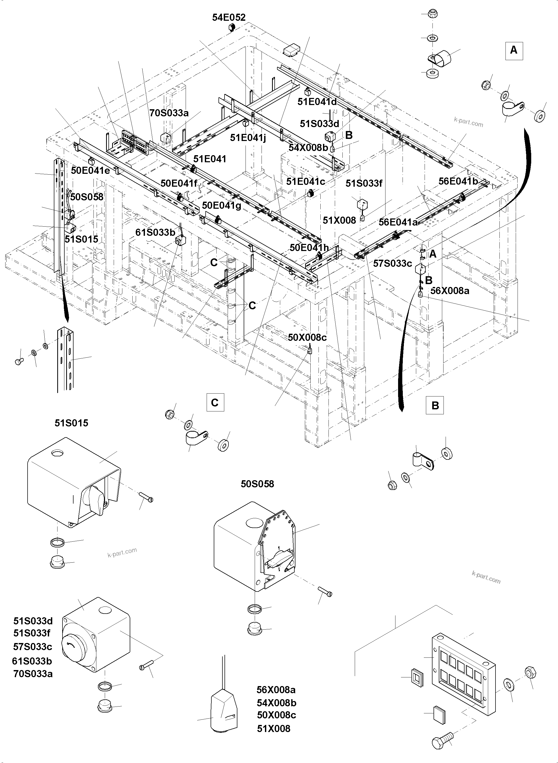Komatsu parts book diagram for PC8000-11 S/N 12117: LIGHTING EQUIPMENT-MACHINE HOUSE