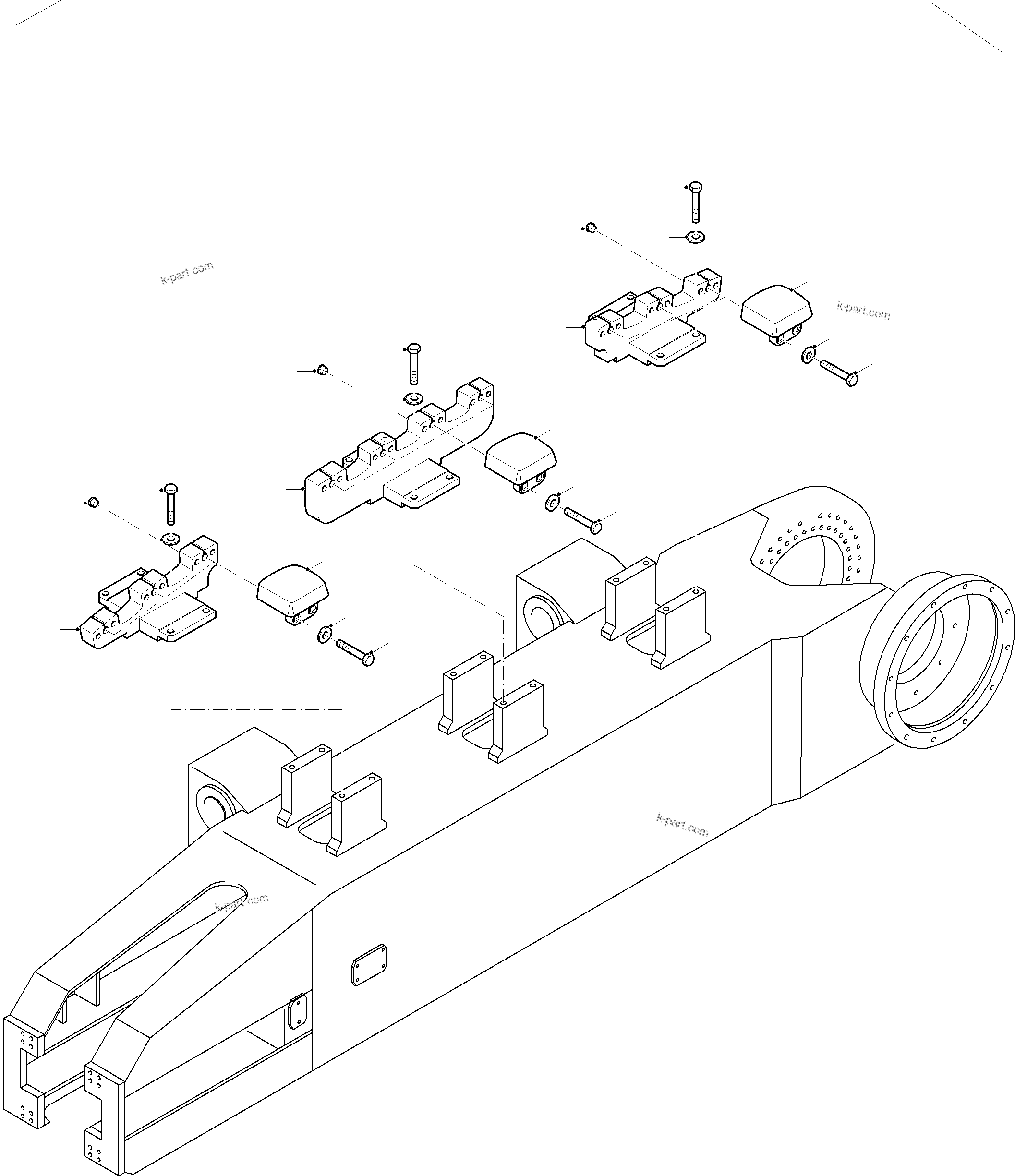 Komatsu parts book diagram for PC8000-11 S/N 12117: RAIL SUPPORT