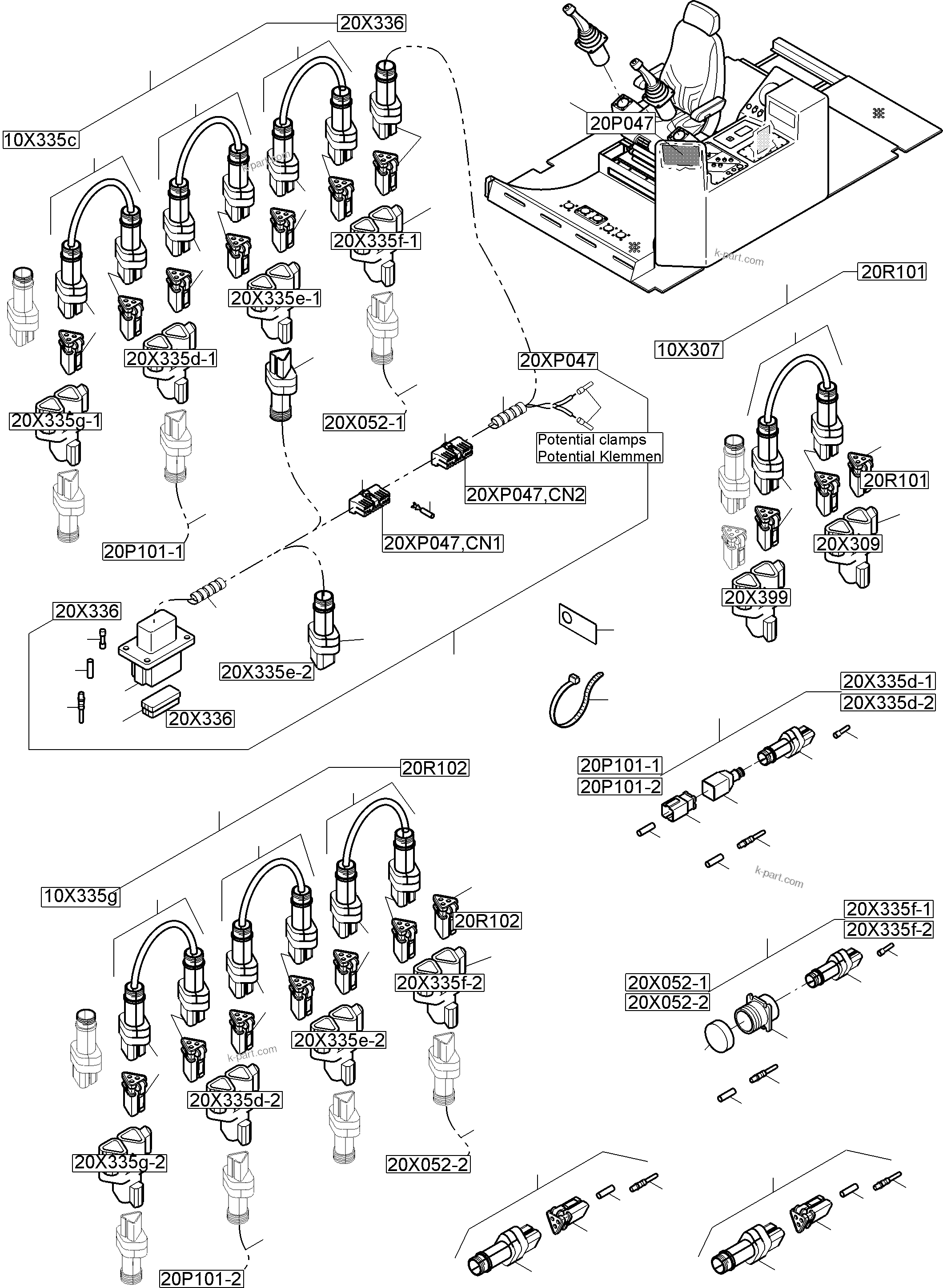 Komatsu parts book diagram for PC8000-11 S/N 12117: CABIN-HARNESSES-ELECTRIC