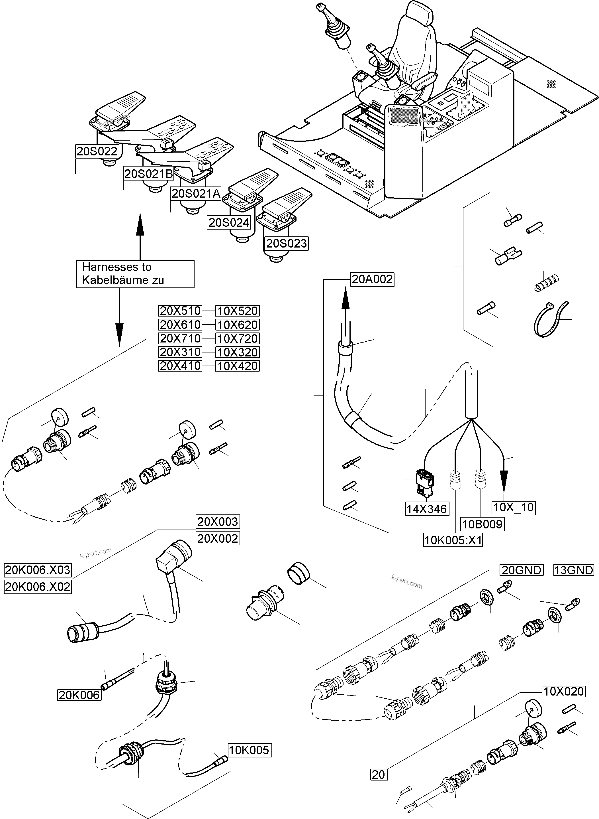 Komatsu parts book diagram for PC8000-11 S/N 12117: CABIN-HARNESSES-ELECTRIC