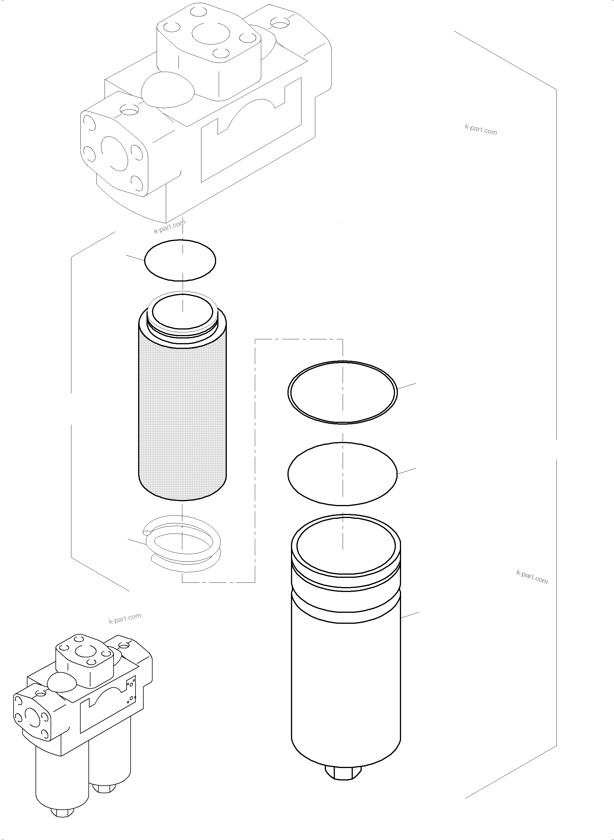 Komatsu parts book diagram for PC8000-11 S/N 12118: H. P. FILTER