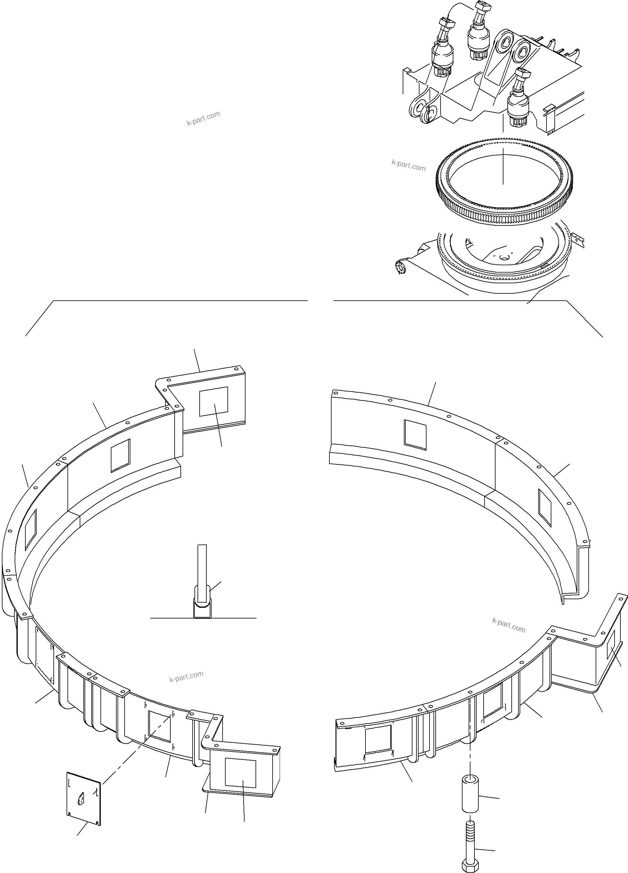 Komatsu parts book diagram for PC8000-11 S/N 12118: SLEW RING PROTECTION