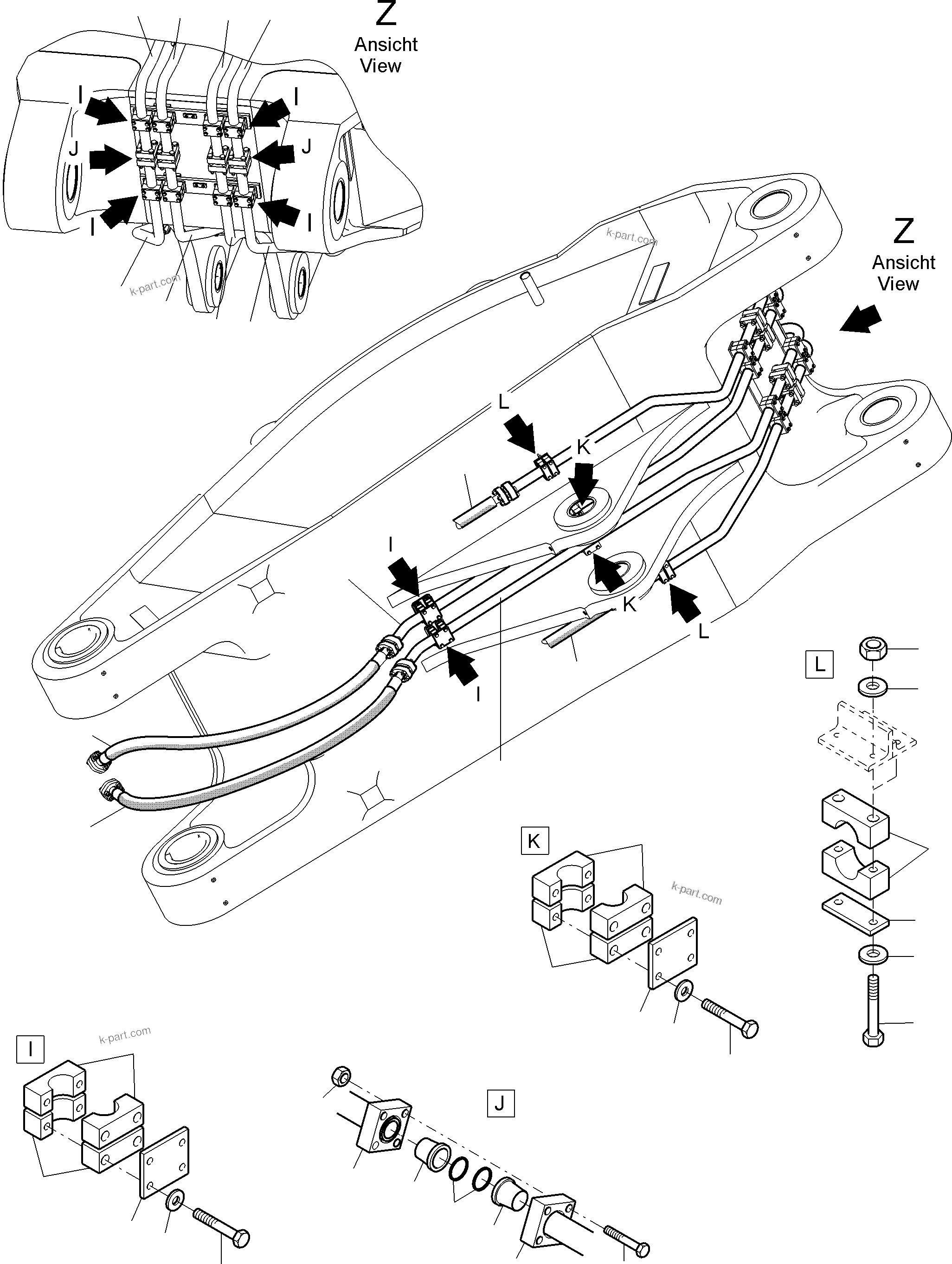 Komatsu parts book diagram for PC8000-11 S/N 12118: STICK 5,75M