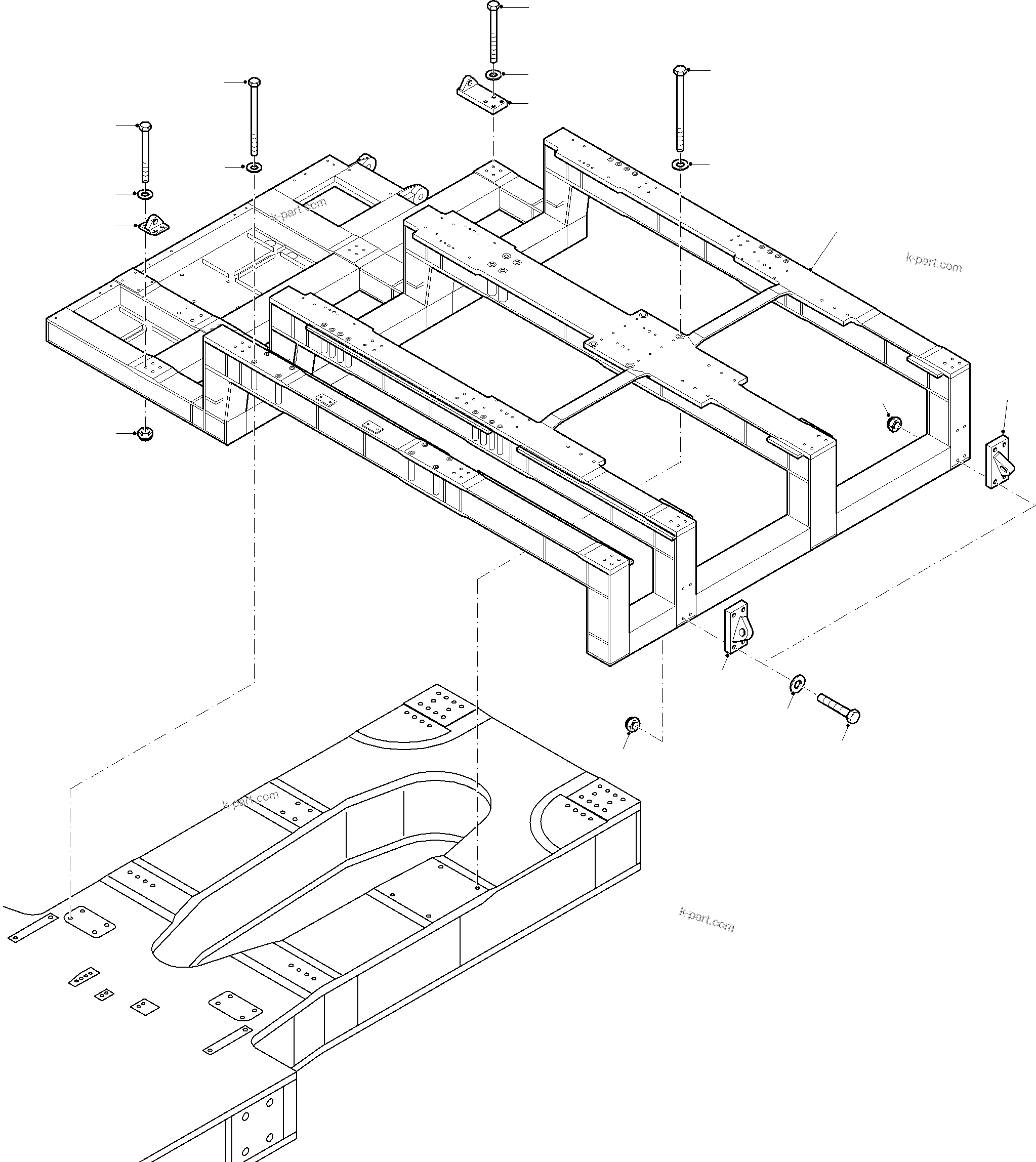 Komatsu parts book diagram for PC8000-11 S/N 12118: POWER FRAME ARR.