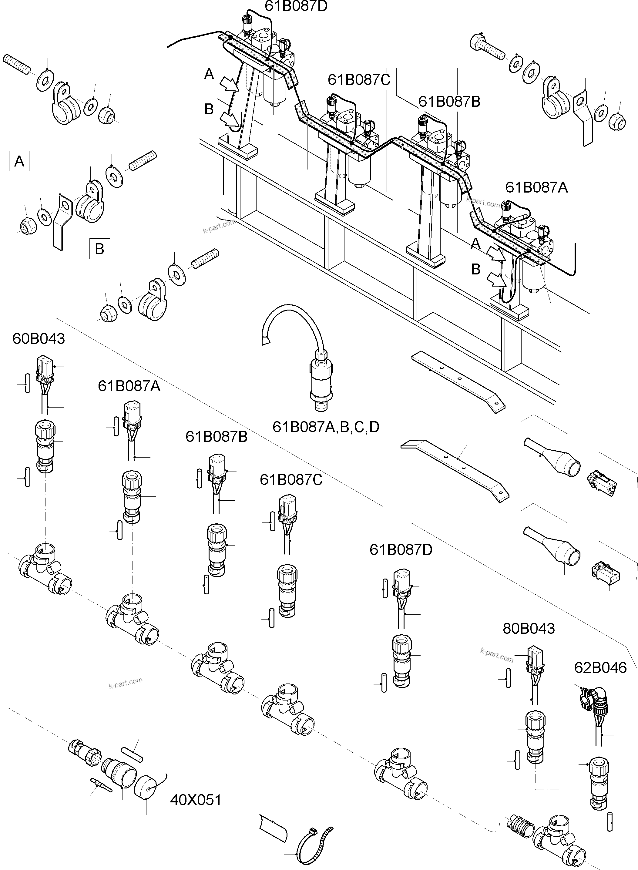 Komatsu parts book diagram for PC8000-11 S/N 12118: CABLES -  H.P.-FILTER