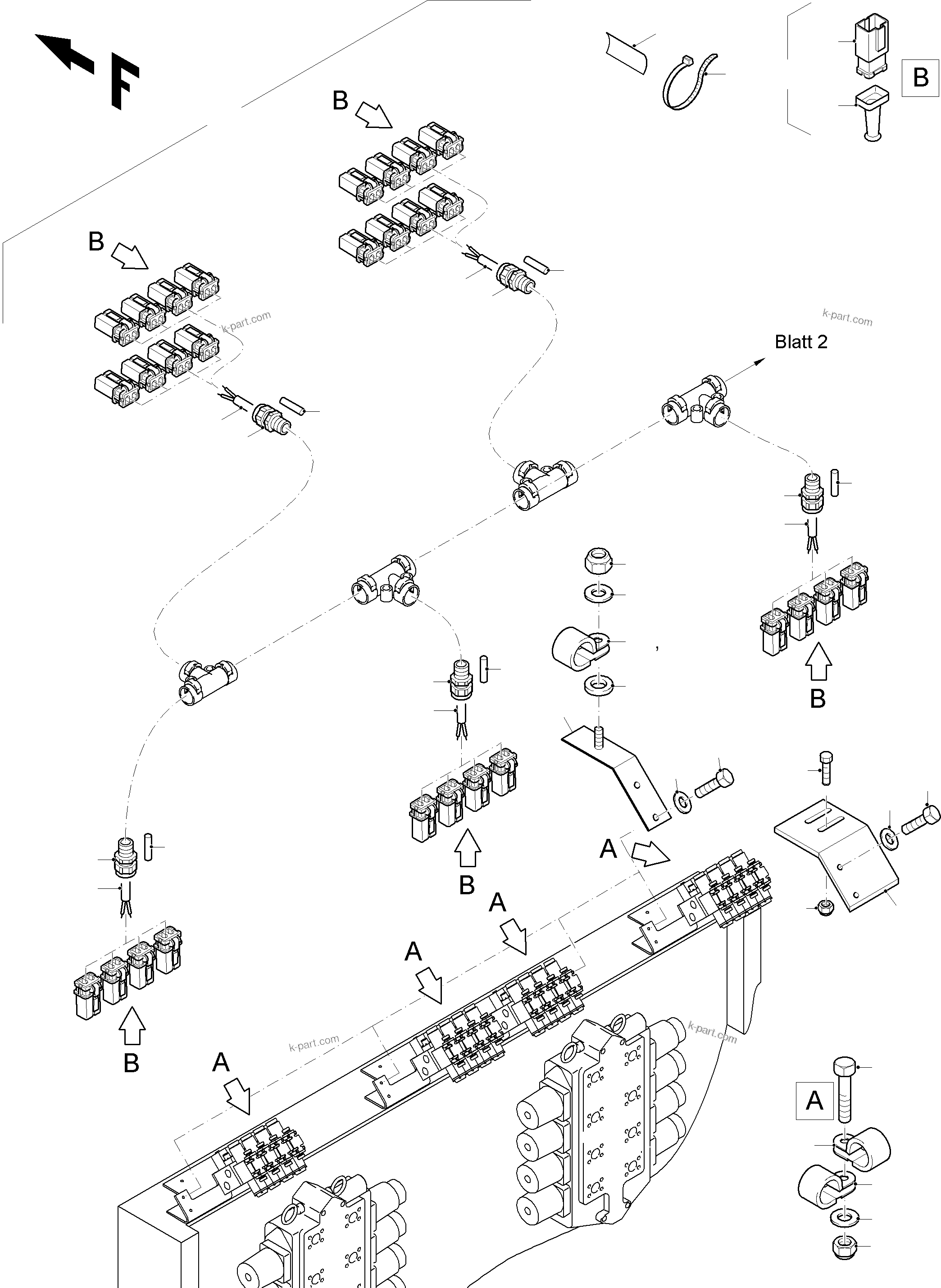 Komatsu parts book diagram for PC8000-11 S/N 12118: CABLES - CONTROL BLOCKS