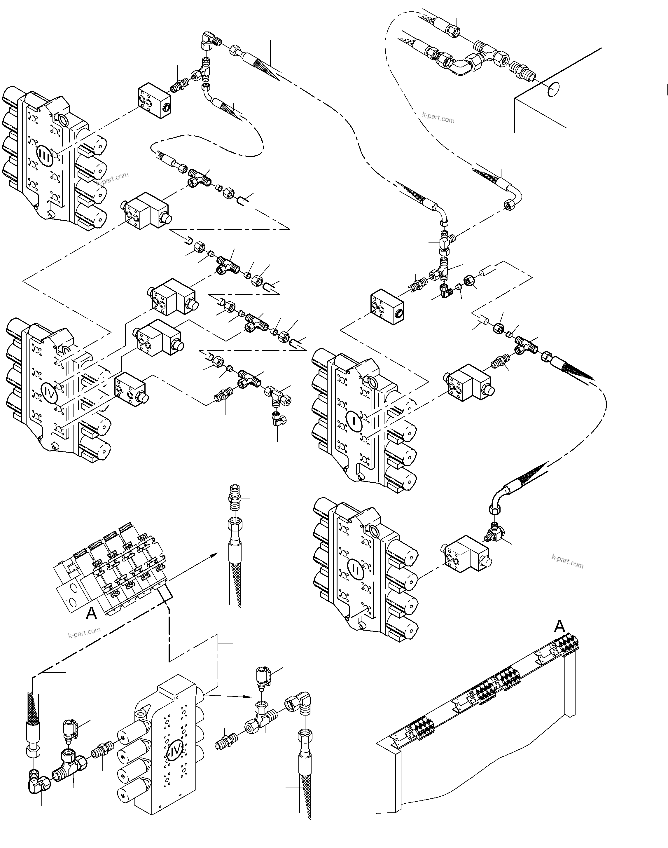 Komatsu parts book diagram for PC8000-11 S/N 12118: PIPING -SECONDARY VALVES - BULLCLAM BUCKET EQUIPMENT