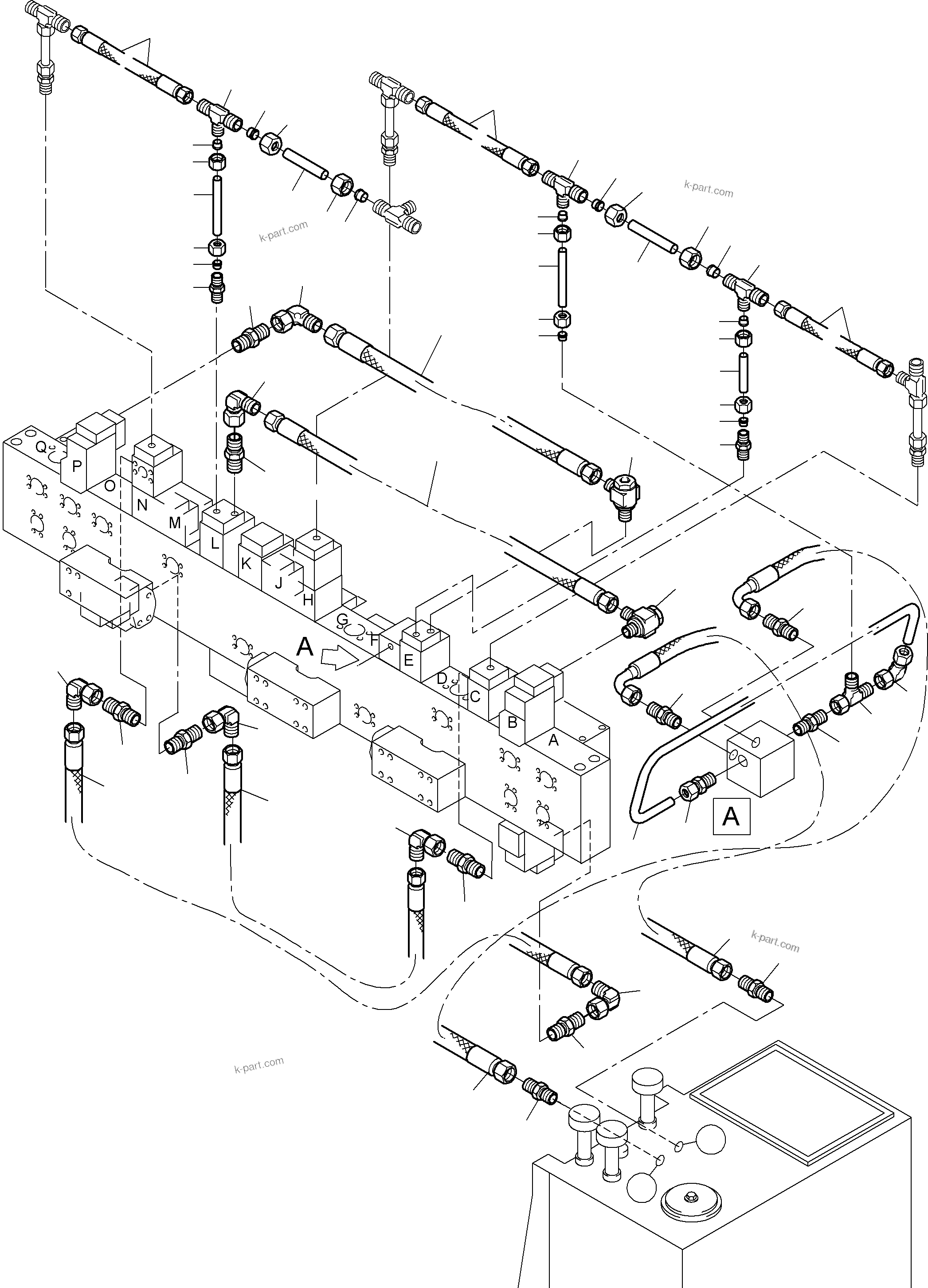 Komatsu parts book diagram for PC8000-11 S/N 12118: PIPING - MANIFOLD, BULLCLAM BUCKET EQUIPMENT