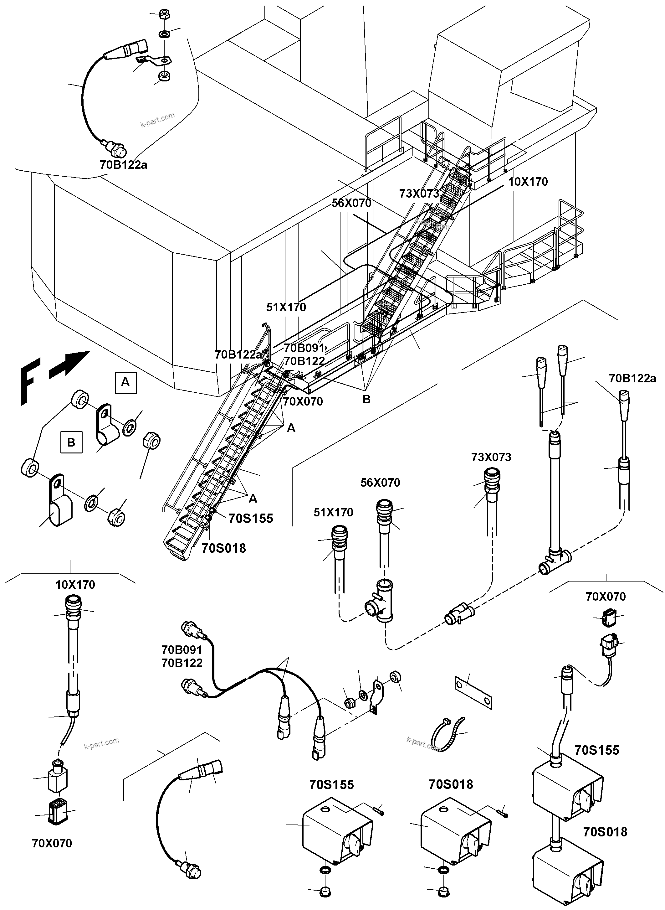 Komatsu parts book diagram for PC8000-11 S/N 12118: ELECTRIC PARTS - LADDER