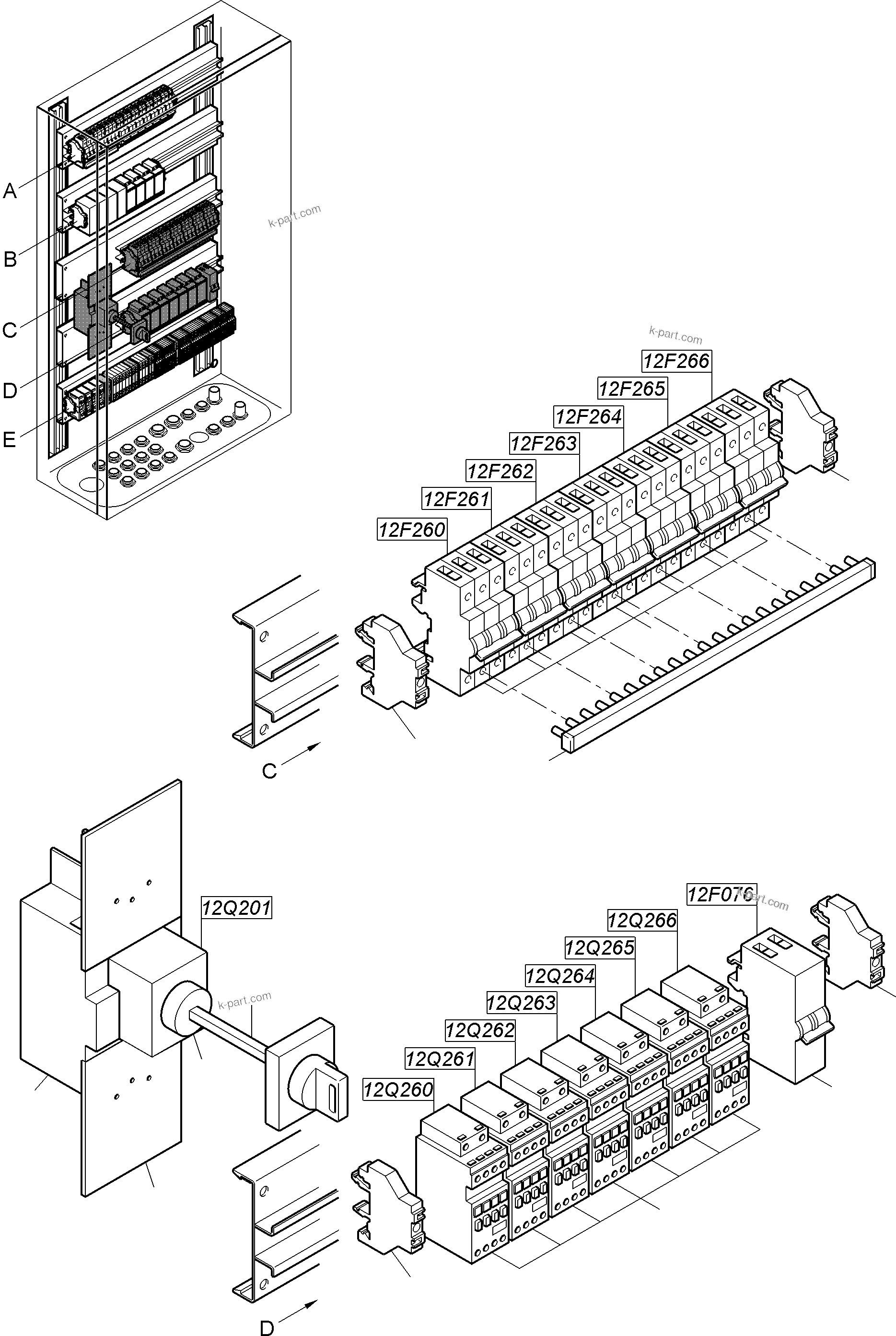 Komatsu parts book diagram for PC8000-11 S/N 12118: SWITCH FRAMING  LOC:12
