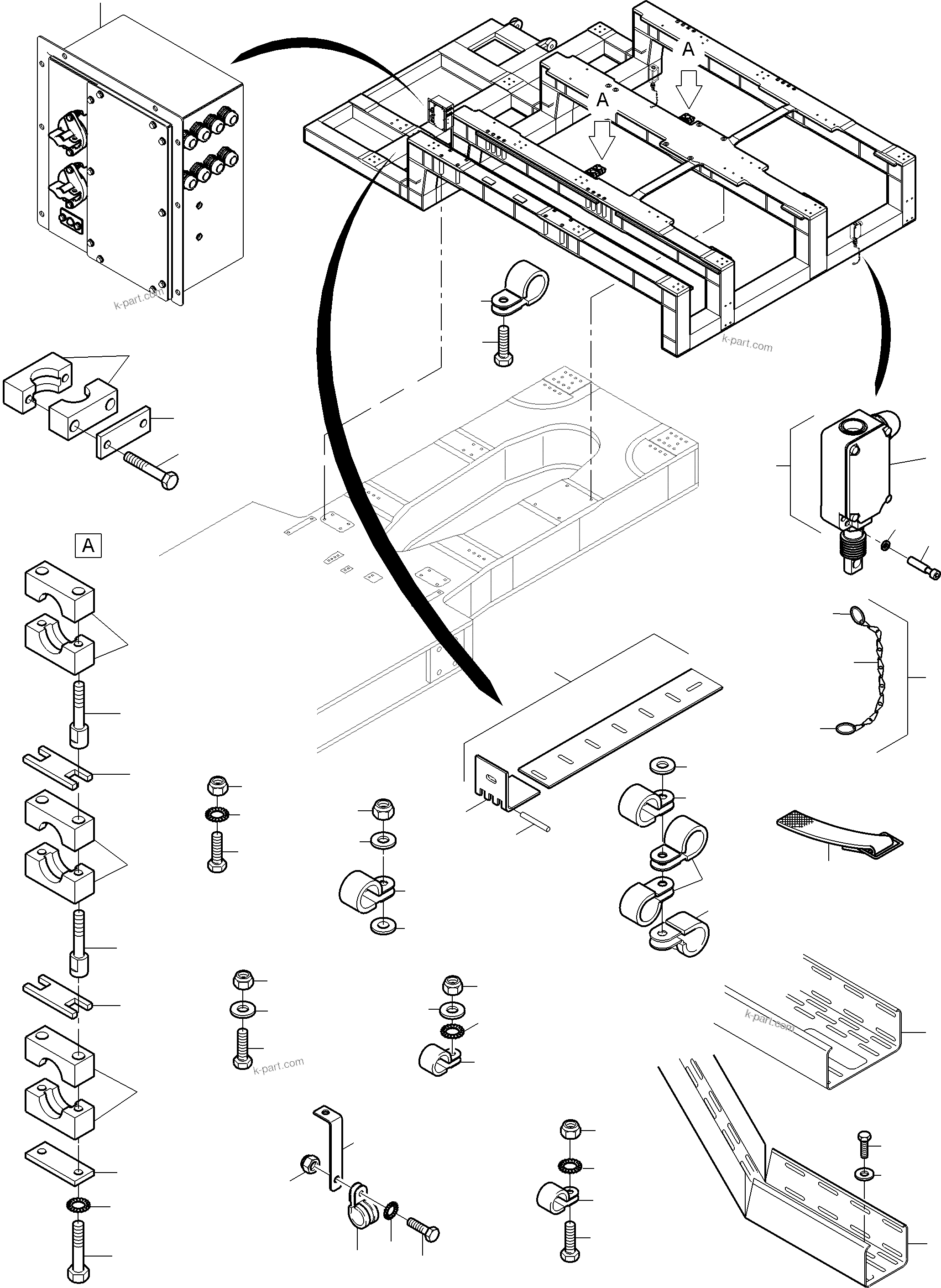 Komatsu parts book diagram for PC8000-11 S/N 12118: BATTERY SWITCH BOX WITH CABLES