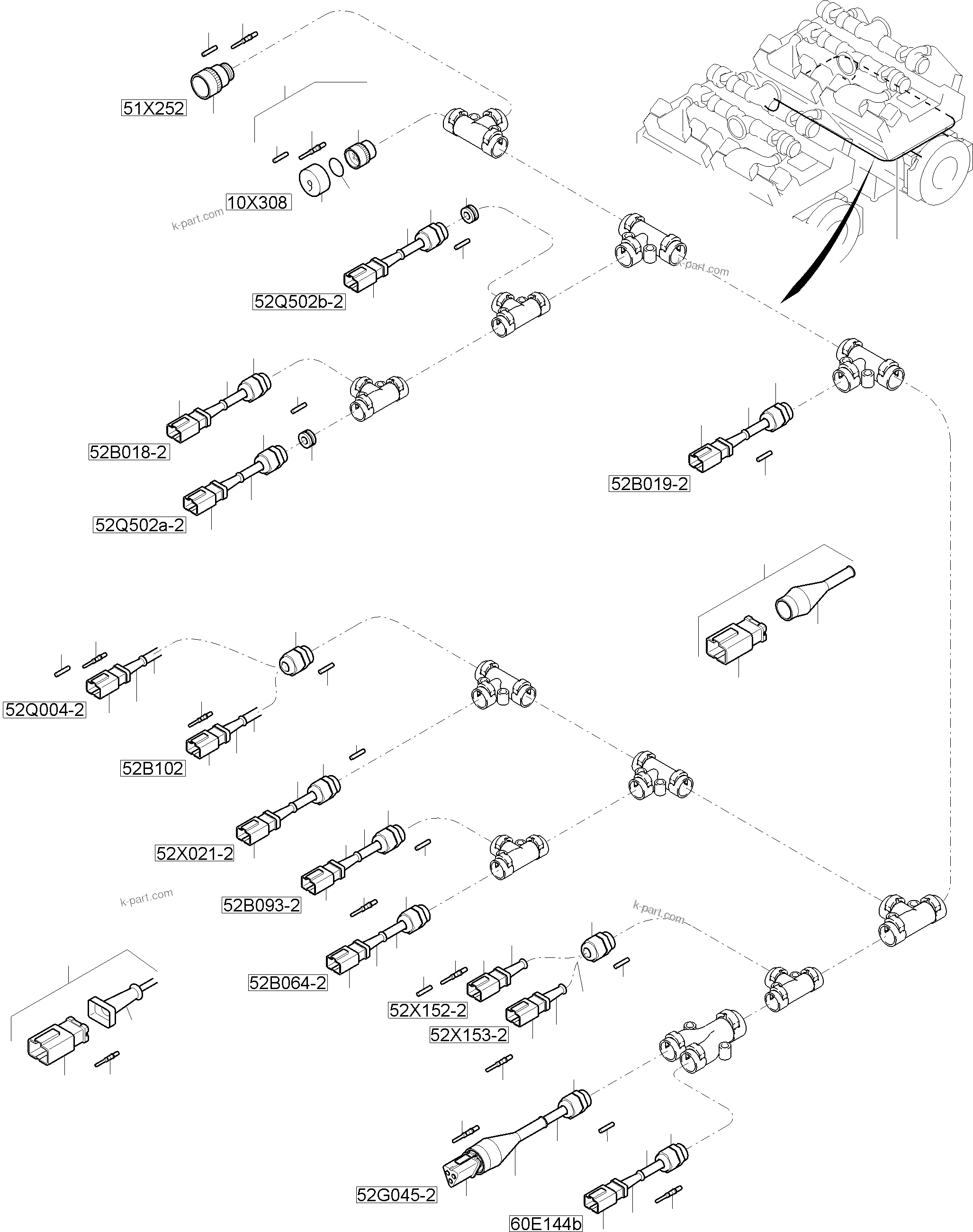 Komatsu parts book diagram for PC8000-11 S/N 12118: CABLES - MOTOR