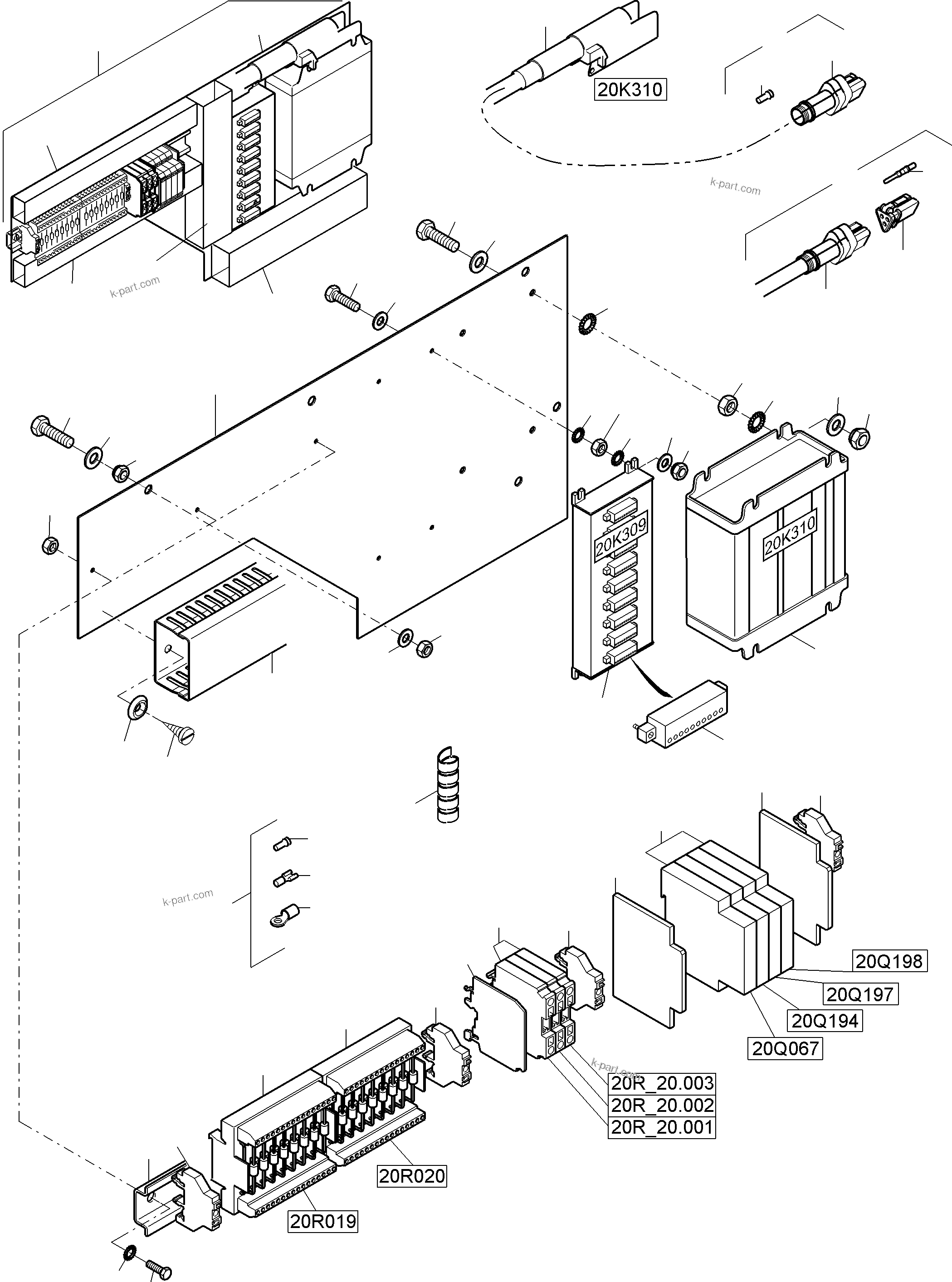 Komatsu parts book diagram for PC8000-11 S/N 12118: CABIN - OPERATION ELEMENTS - LOCATION 20