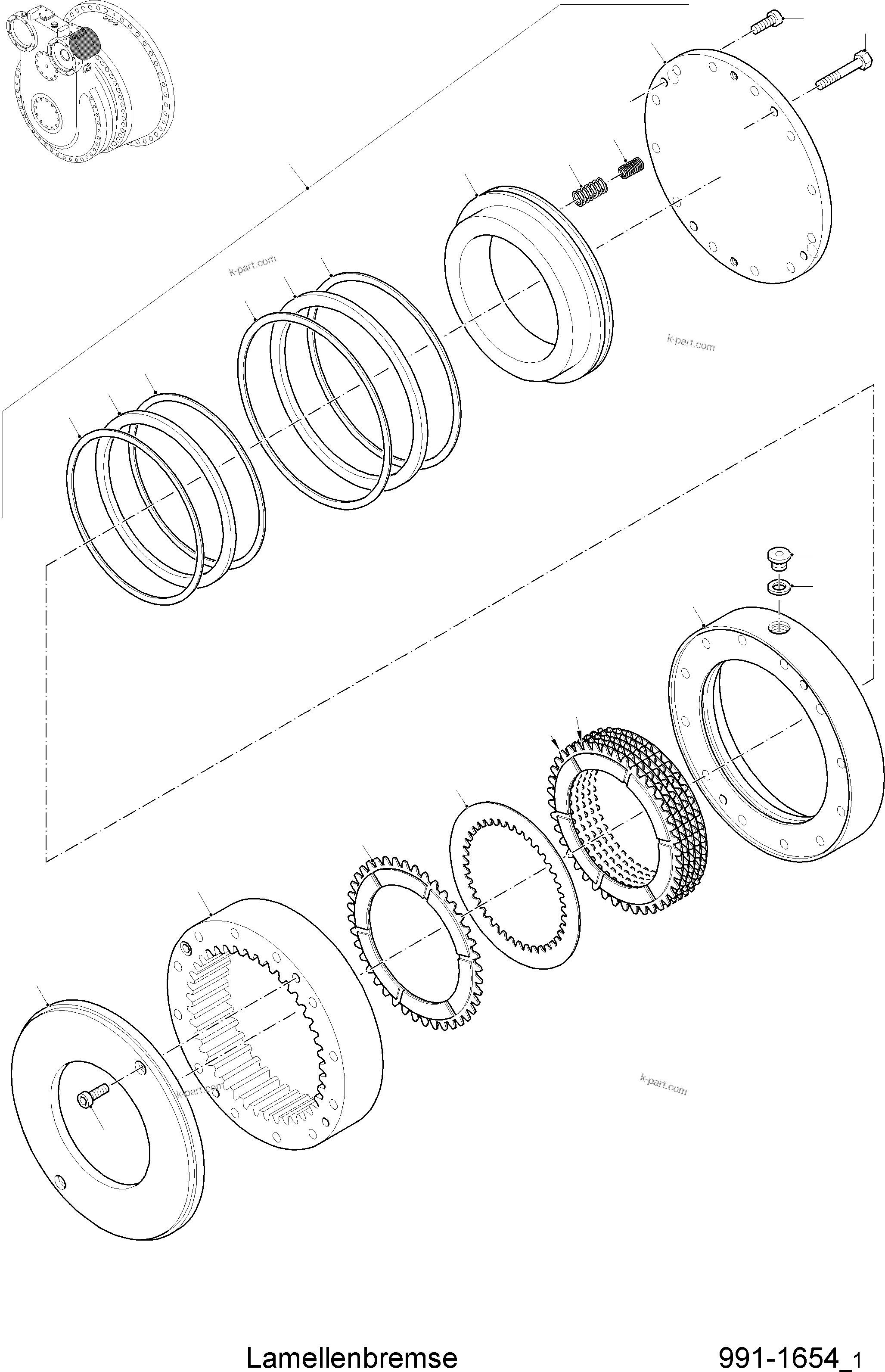 Komatsu parts book diagram for PC8000-11 S/N 12118: DISK BRAKE