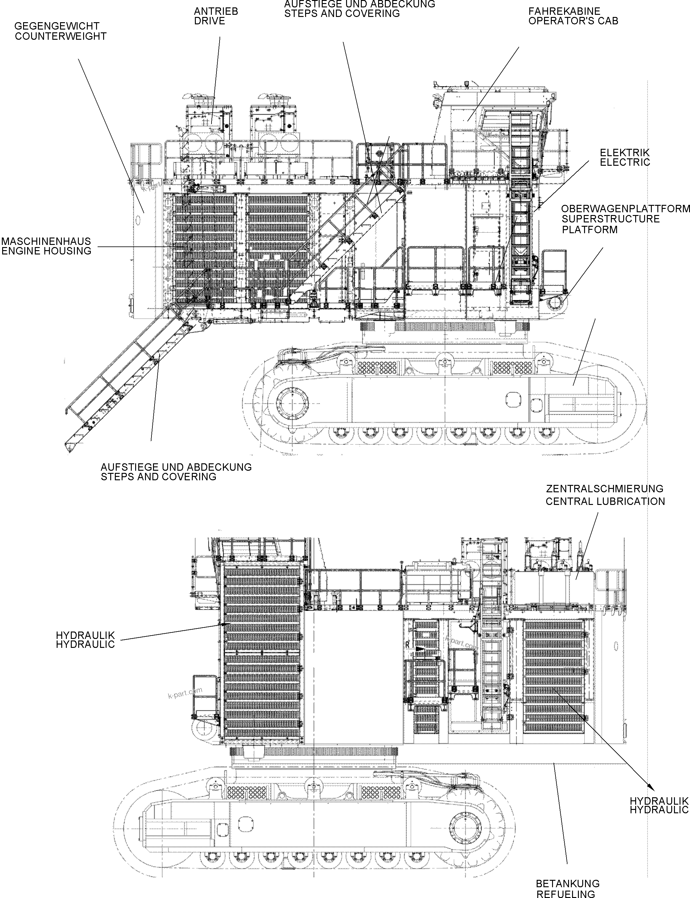 Komatsu parts book diagram for PC8000-11 S/N 12118: SUPERSTRUKTURE