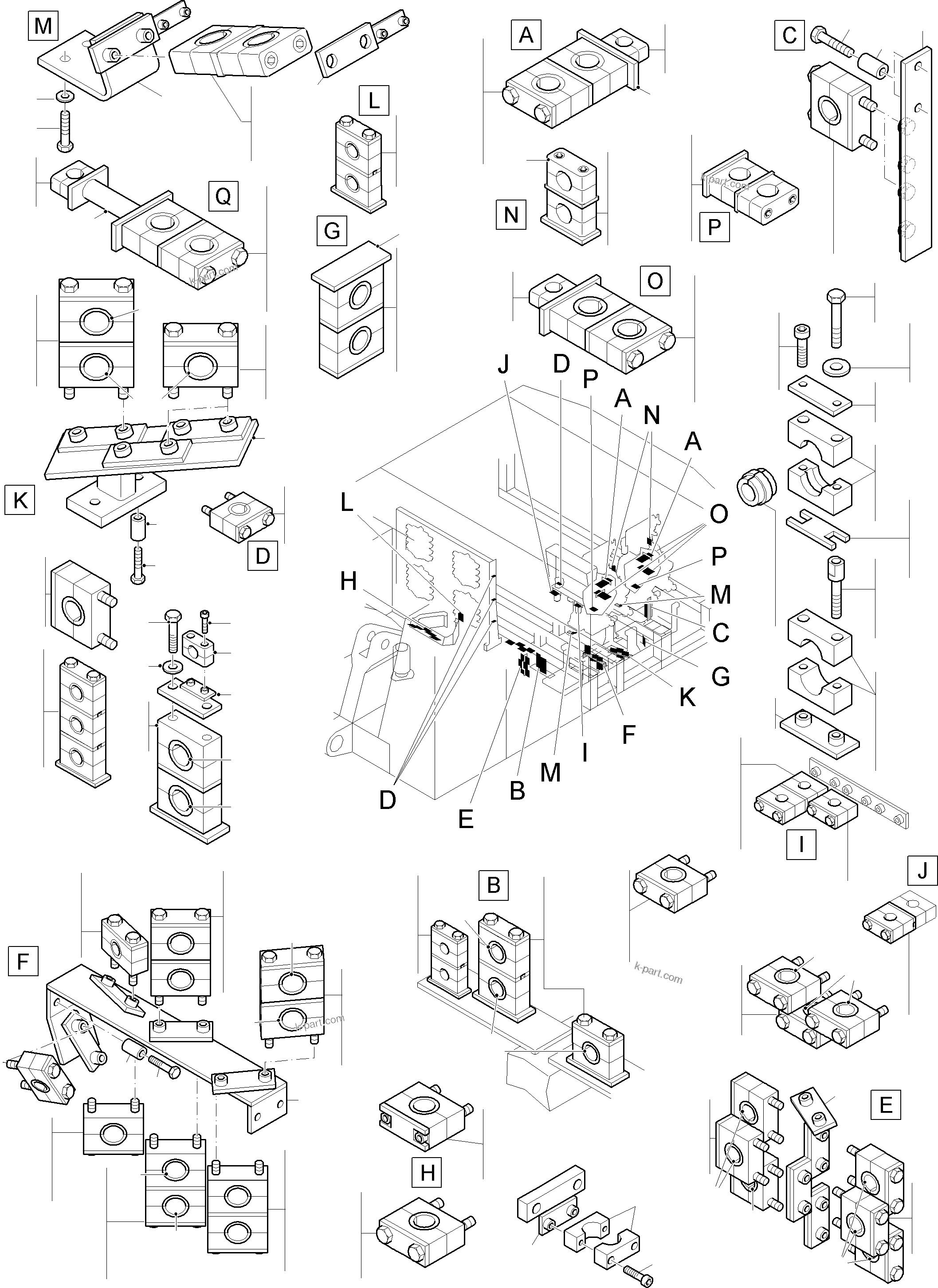 Komatsu parts book diagram for PC8000-11 S/N 12118: HOSE MOUNTING PARTS PIPING PLAN