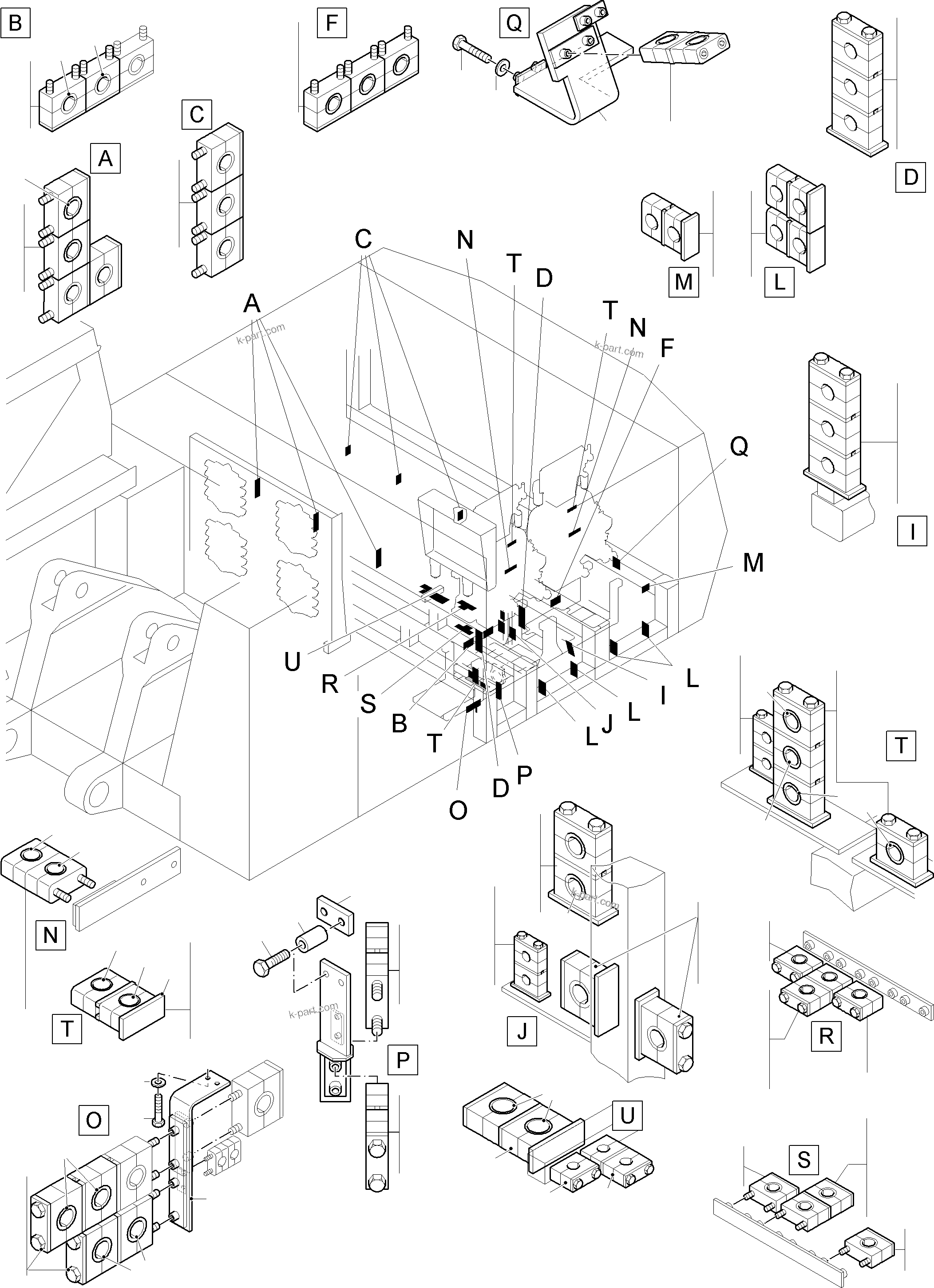 Komatsu parts book diagram for PC8000-11 S/N 12118: HOSE MOUNTING PARTS PIPING PLAN