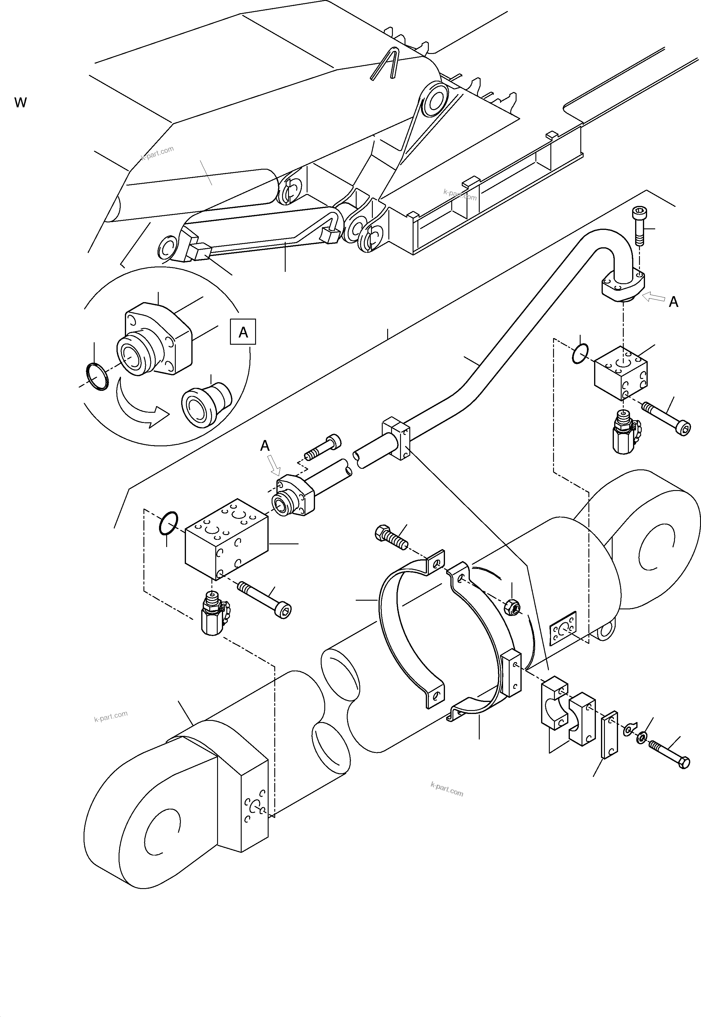Komatsu parts book diagram for H455-SD S/N 15009: PIPING - BOOM CYLINDER