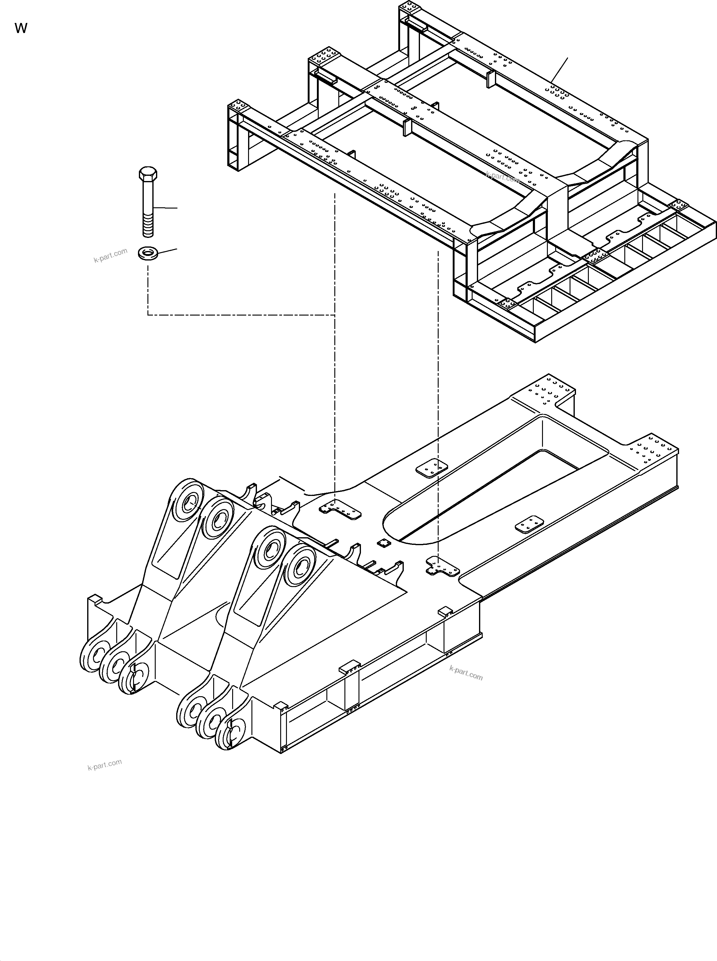 Komatsu parts book diagram for H455-SD S/N 15009: POWER FRAME ARR.