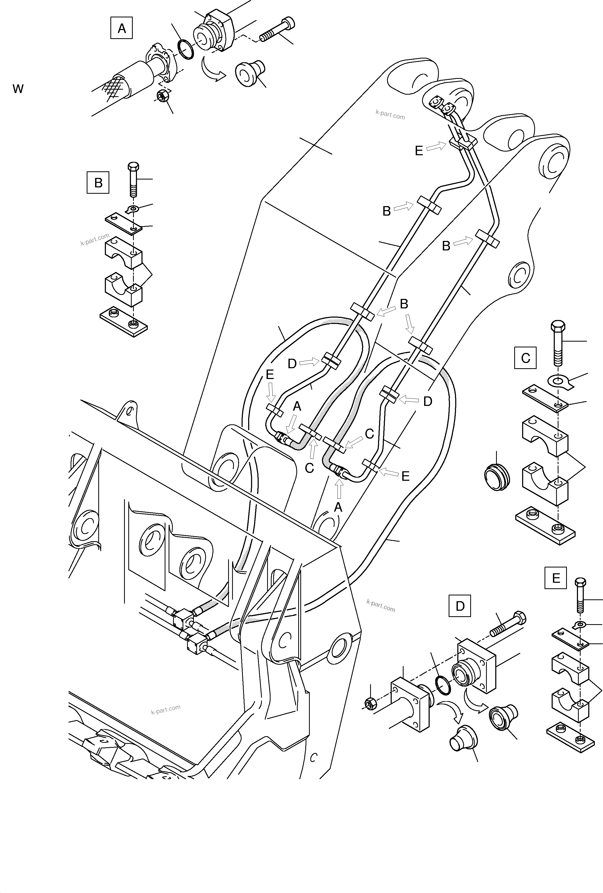 Komatsu parts book diagram for H455-SD S/N 15009: BULLCLAM BUCKET STICK