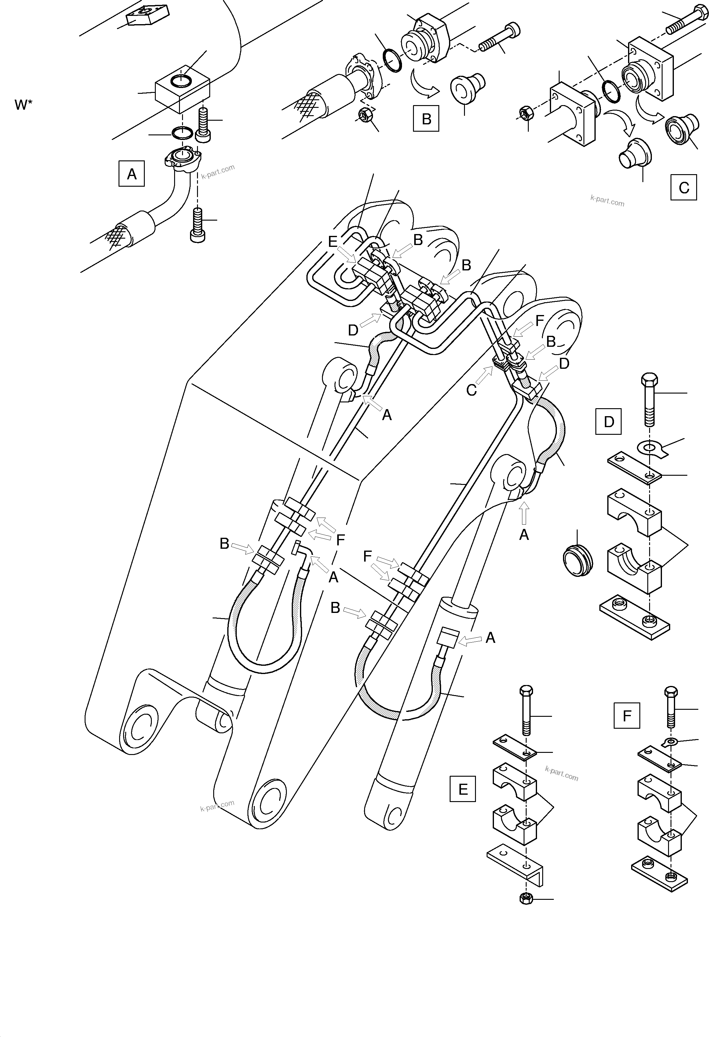 Komatsu parts book diagram for H455-SD S/N 15009: BULLCLAM BUCKET STICK