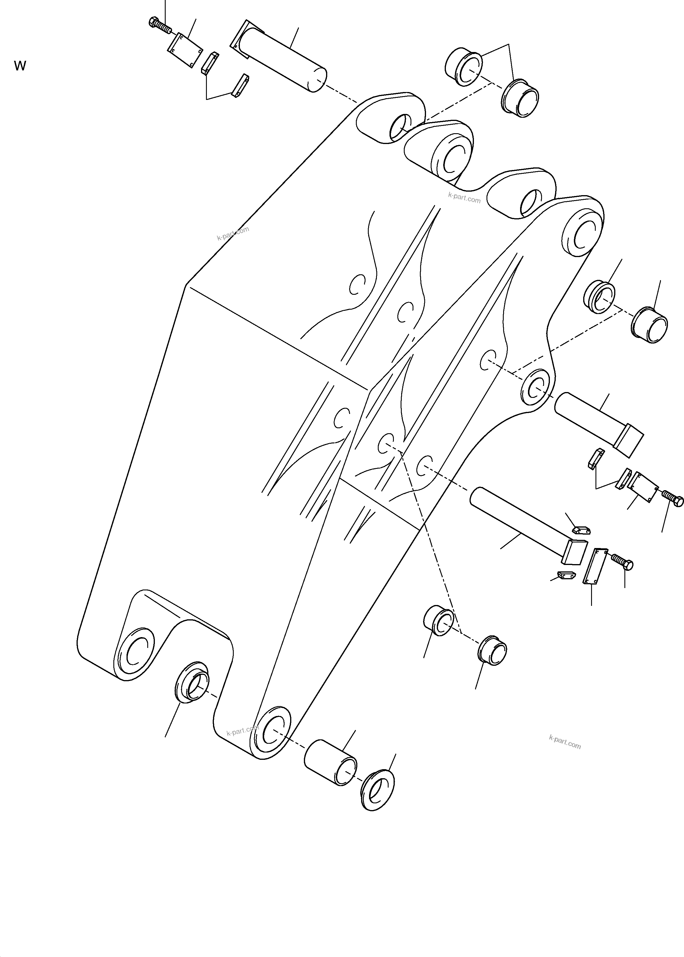 Komatsu parts book diagram for H455-SD S/N 15009: BULLCLAM BUCKET STICK