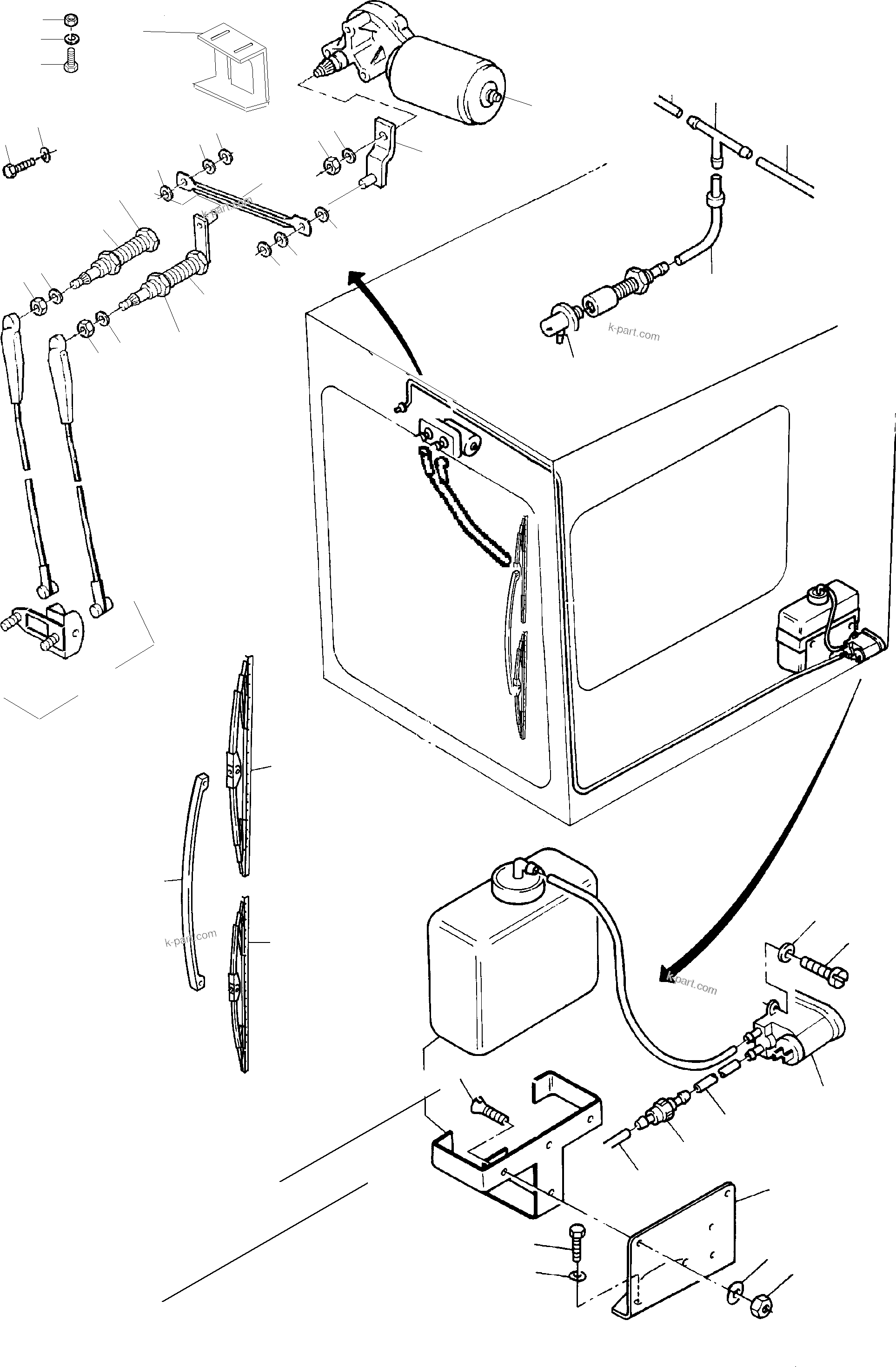 Komatsu parts book diagram for H455-SD S/N 15009: WINDSCREEN WASHING ASSY.