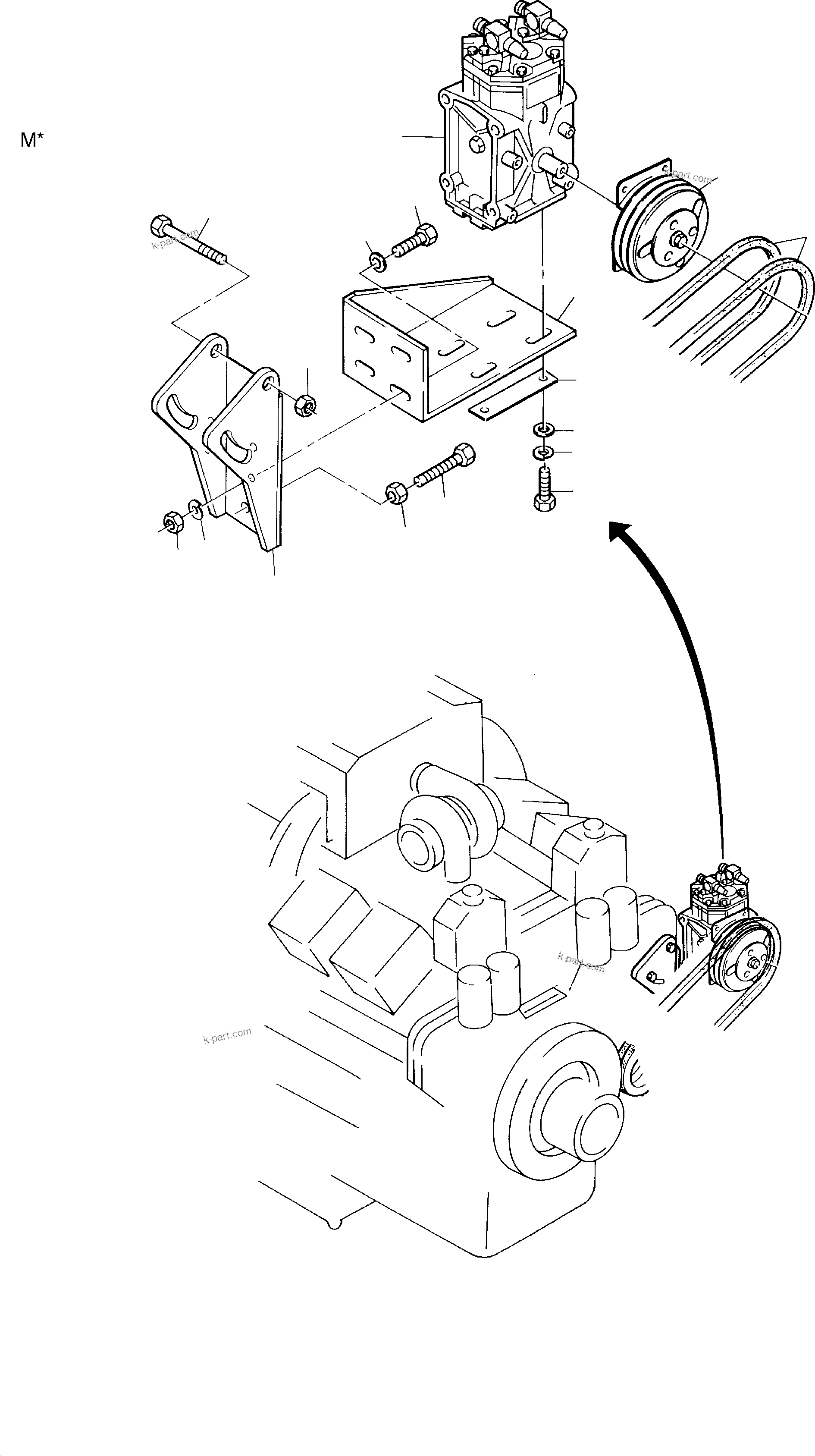 Komatsu parts book diagram for H455-SD S/N 15009: AIR CONDITION. COMPRESSOR DRIVE